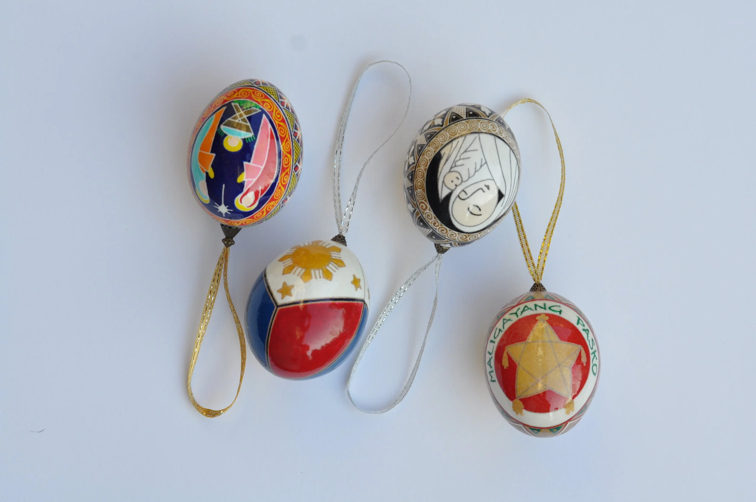 Philippine painted egg Christmas ornaments