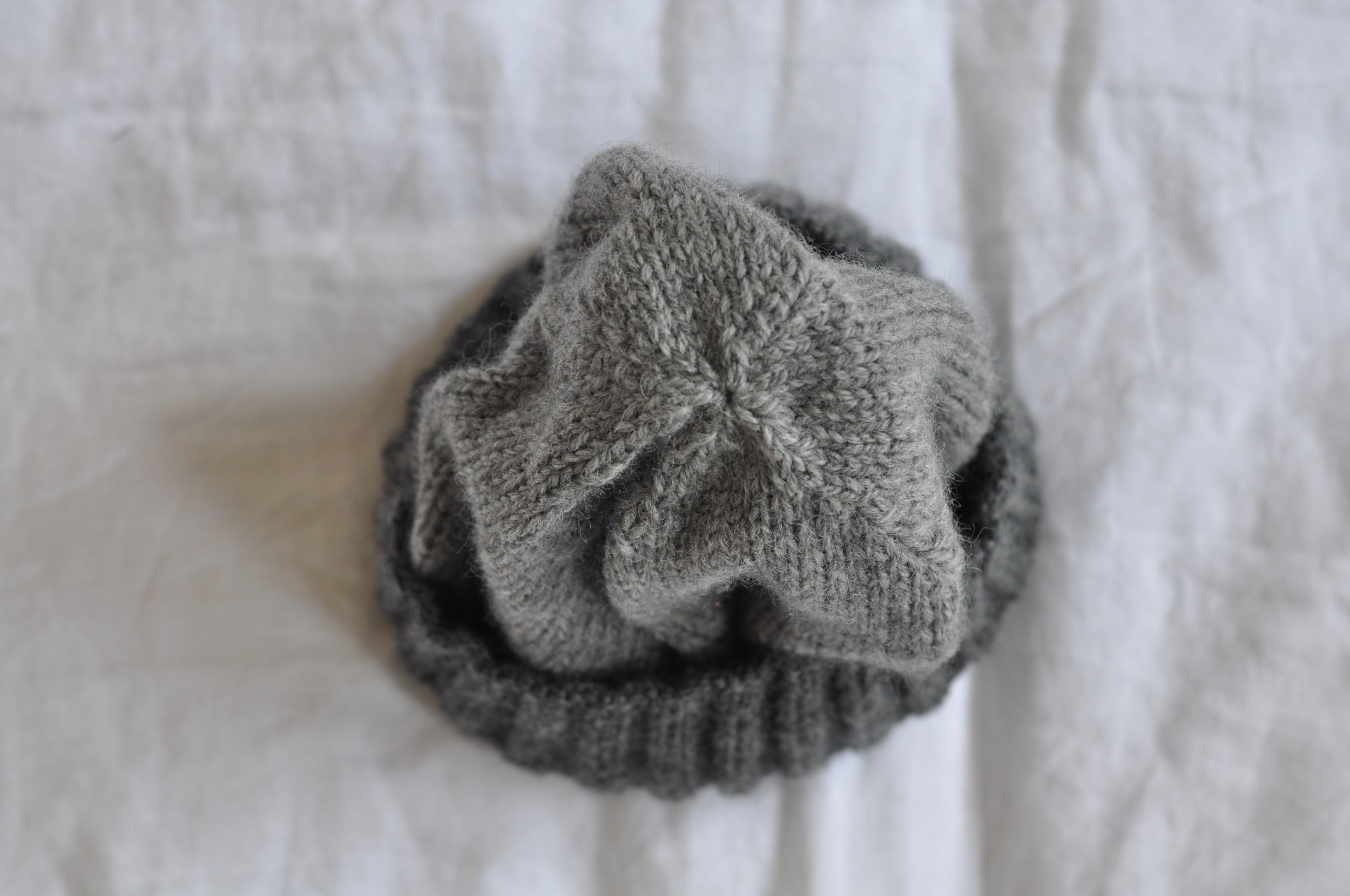 Grey wool knitted hat