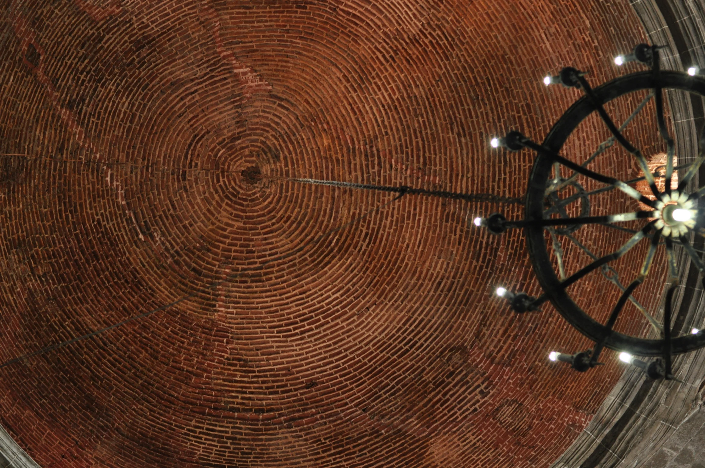 Spiral bricks and candelabra in dome of San Agustin Church, Intramuros, Manila Philippines
