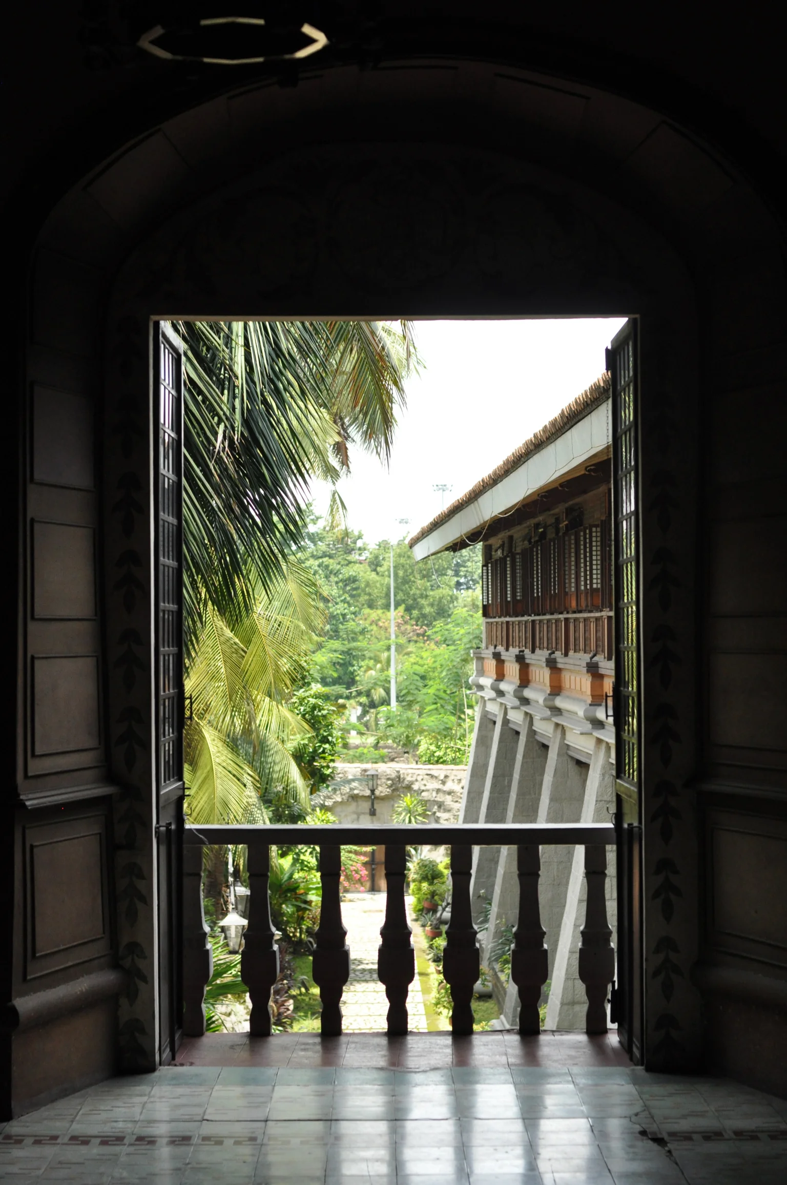 View into the courtyard in San Agustin Church, Intramuros, Manila Philippines