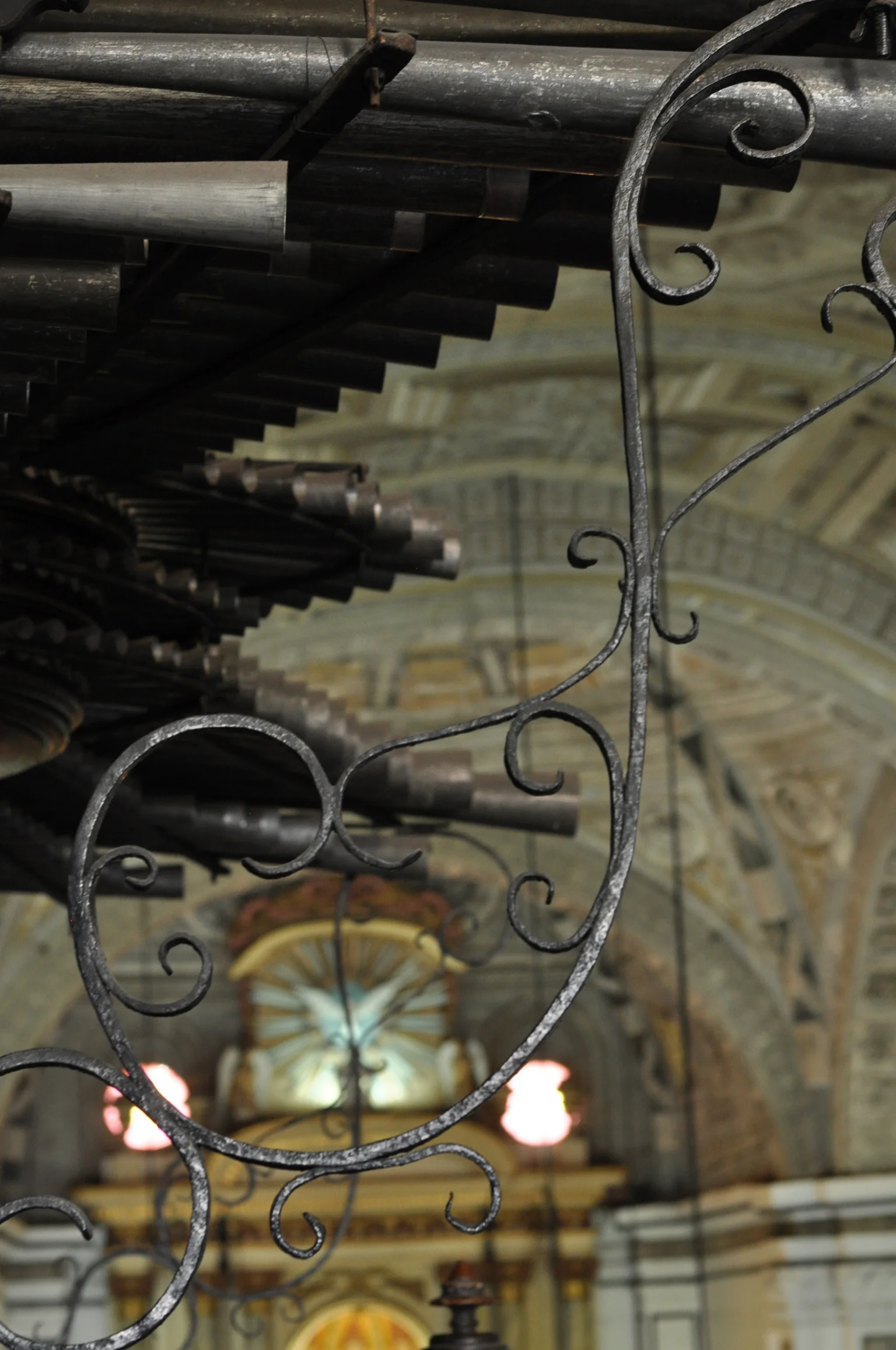 Iron scrollwork in the choir loft of San Agustin Church, Intramuros, Manila Philippines