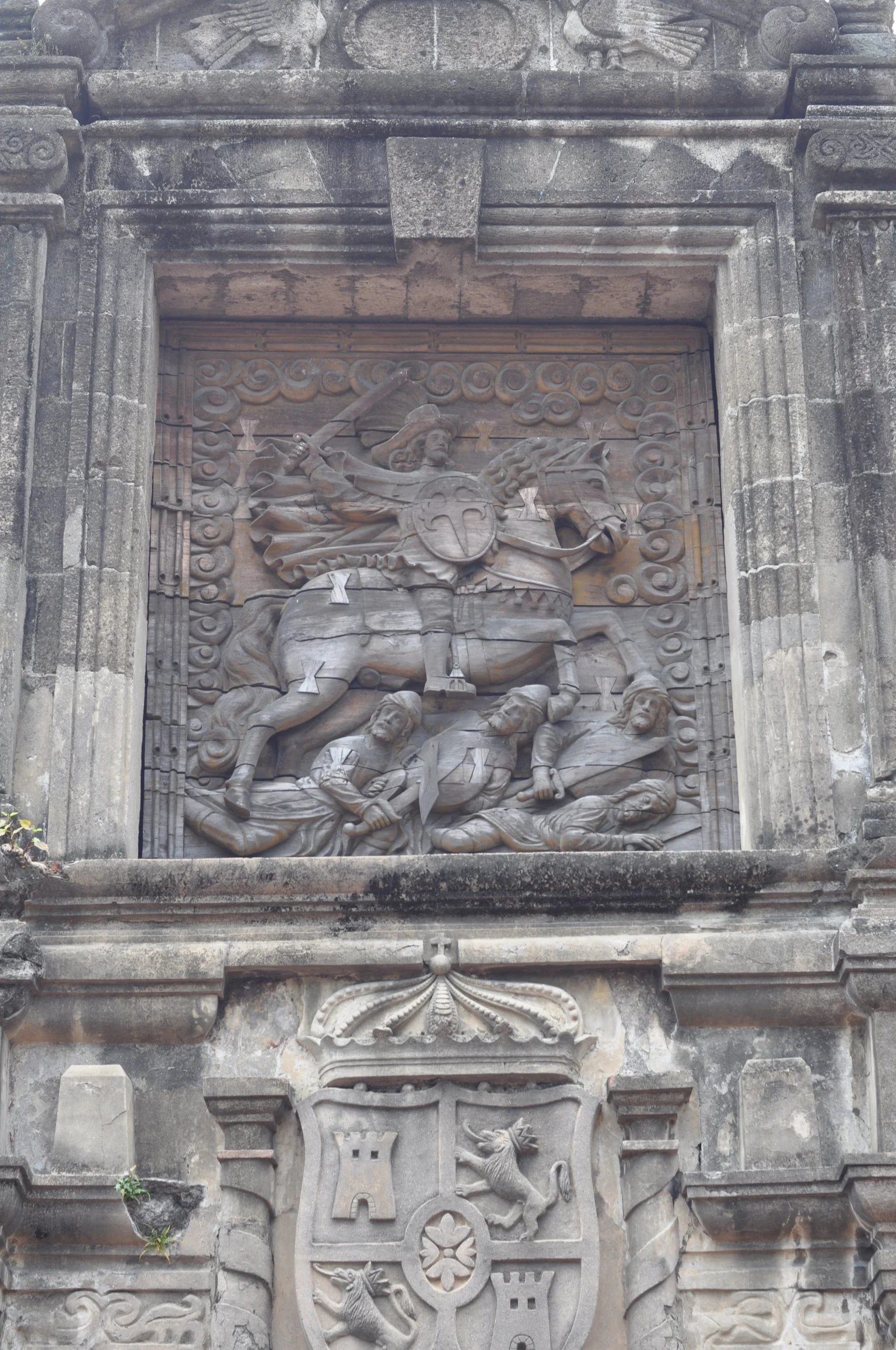 Stone relief above the gate to Fort Santiago Intramuros, Manila, Philippines