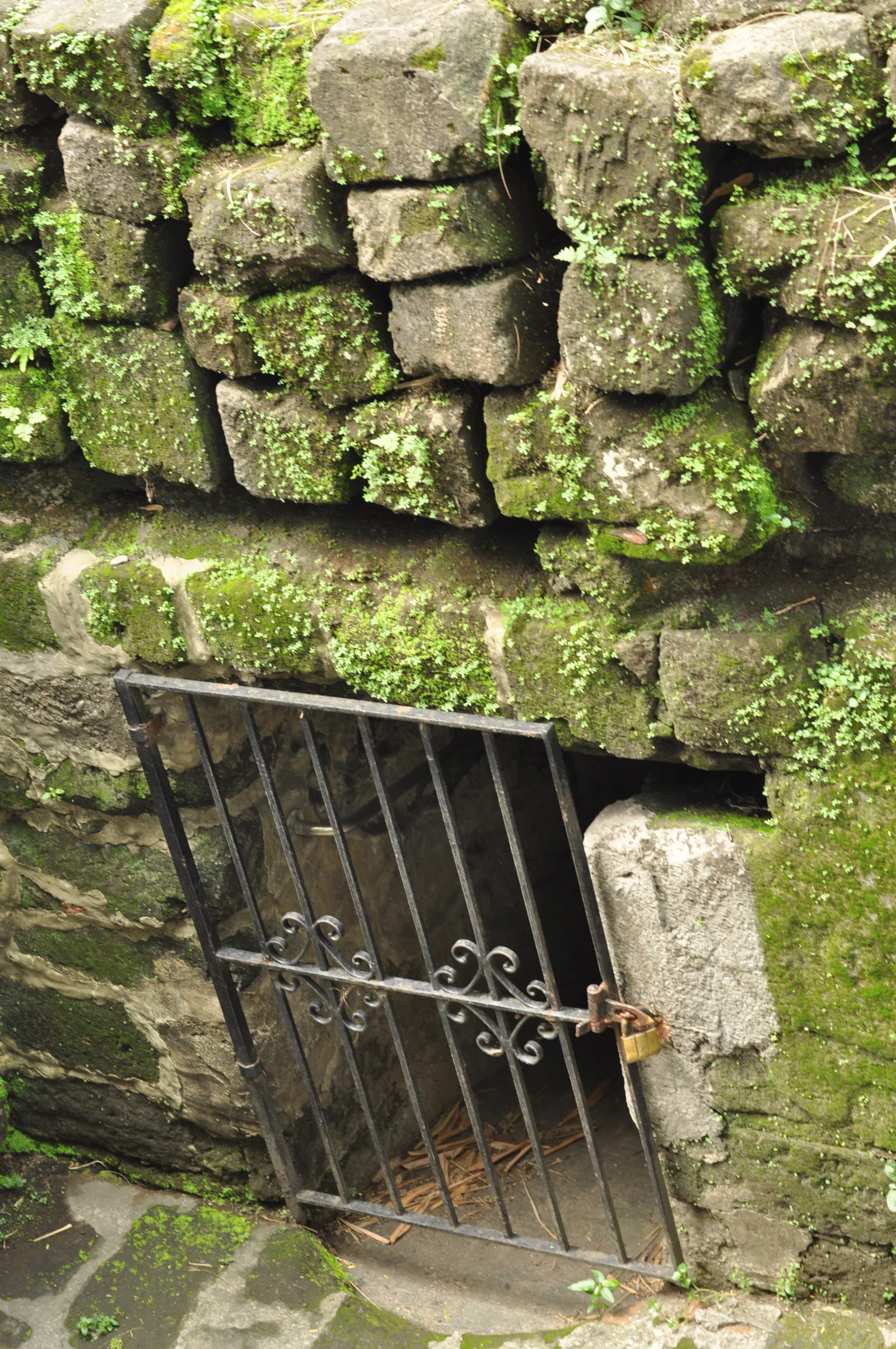 Gated doorway leading beneath the fortress walls of Fort Santiago Intramuros, Manila, Philippines