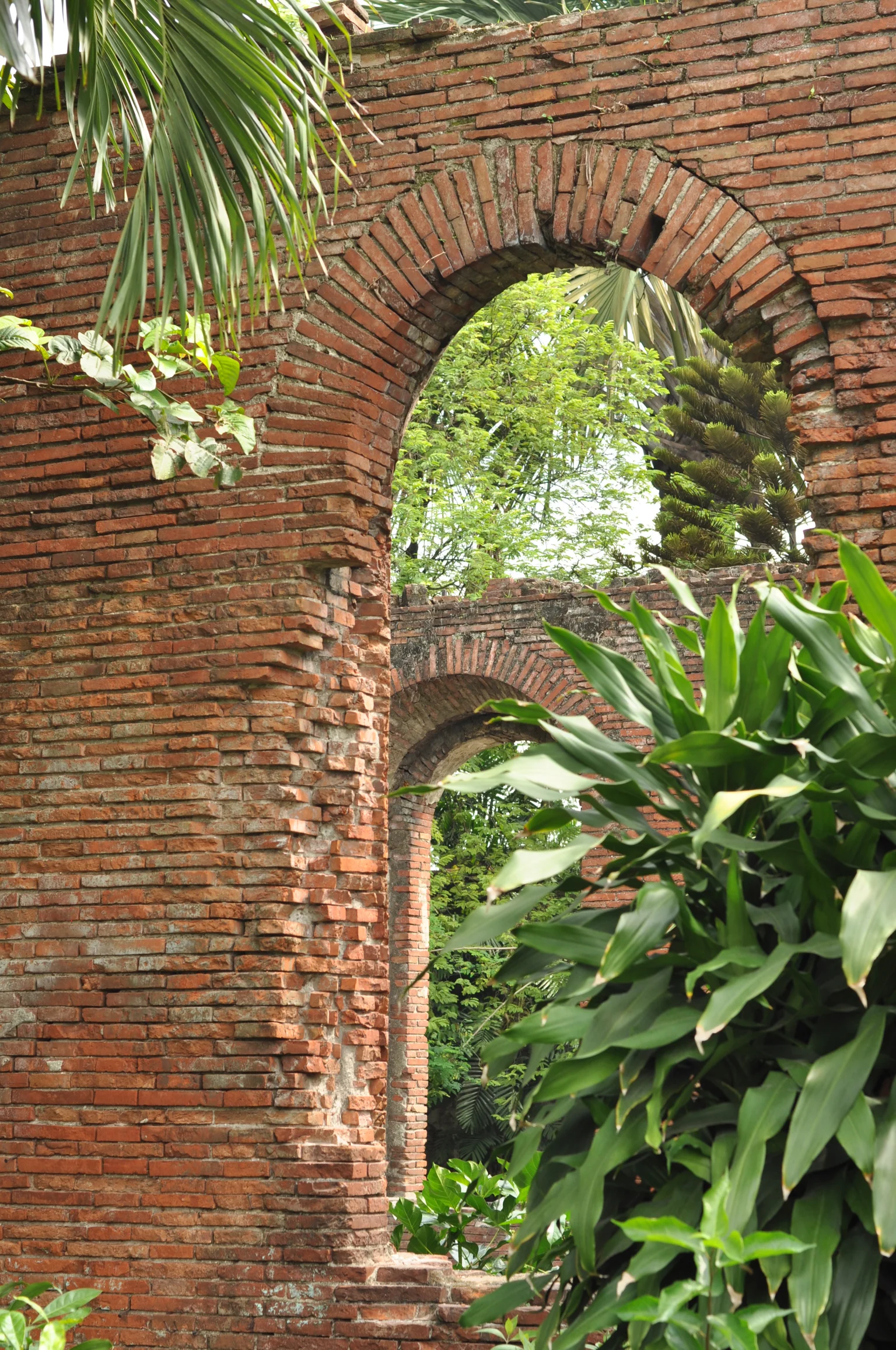 Archways in the remains of a wall in Fort Santiago Intramuros, Manila, Philippines