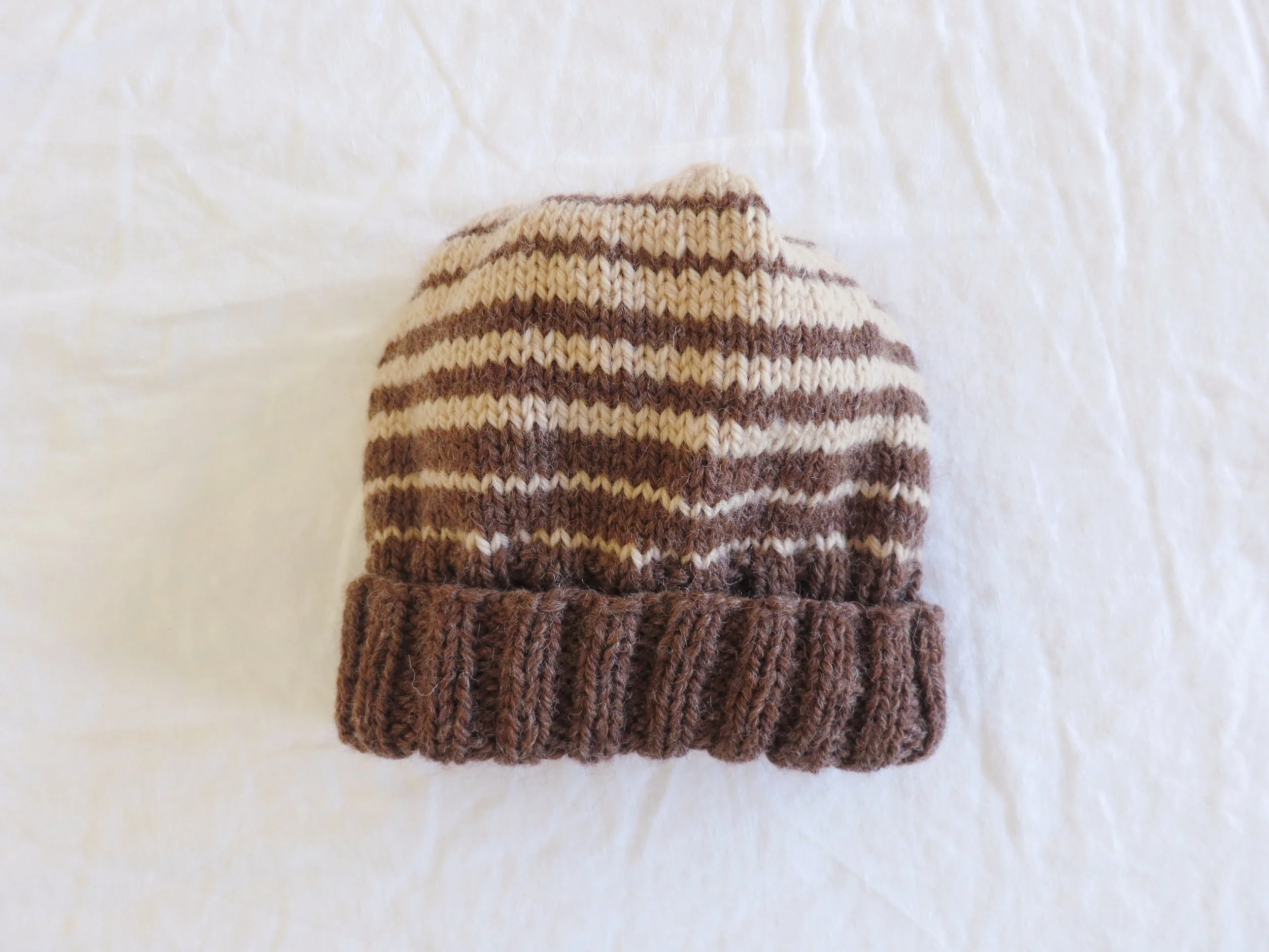 Brown striped wool hat