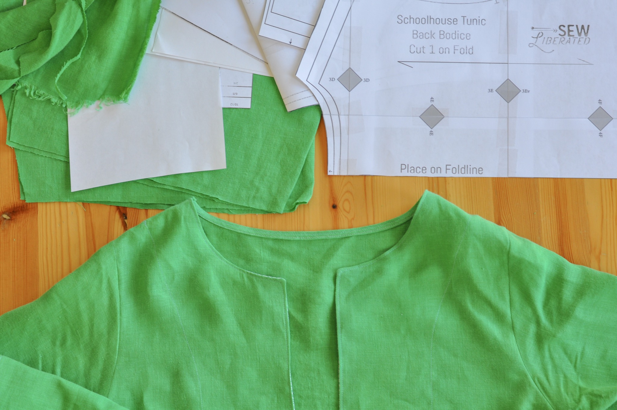Schoolhouse Tunic pattern being cut out