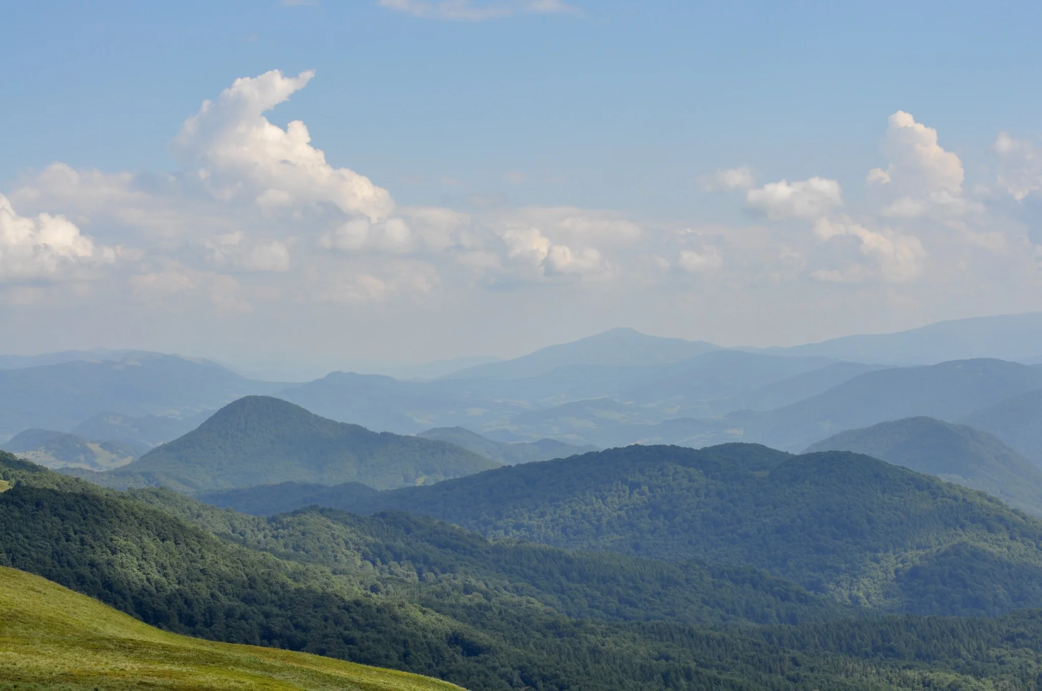 View into Ukraine from the red hiking trail to Tarnica