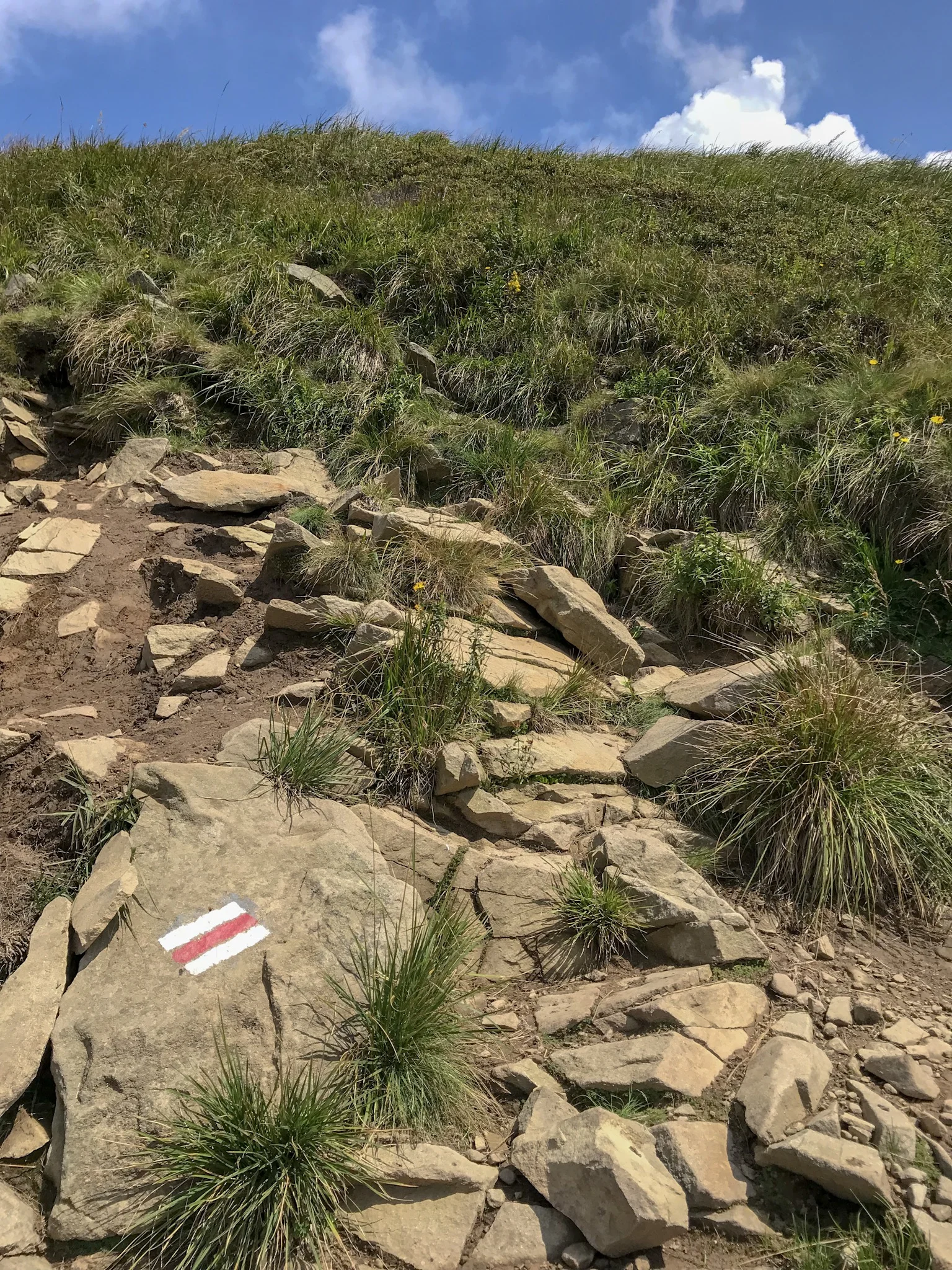 Rocks on the red trail while hiking toward Tarnica