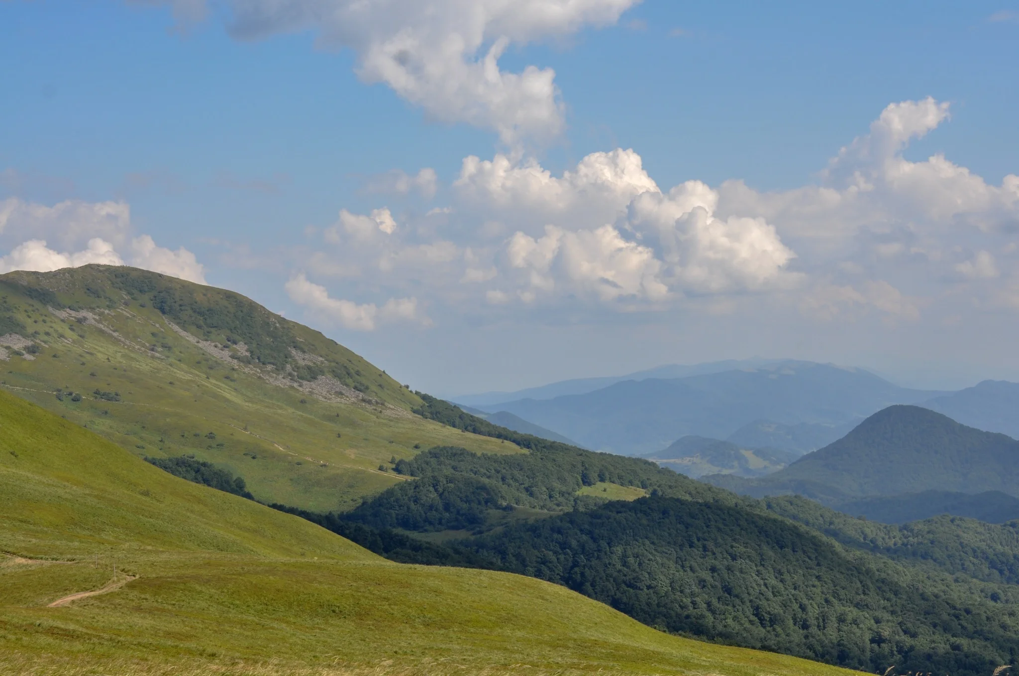 Poloniny and valleys in the Bieszczady Mountains
