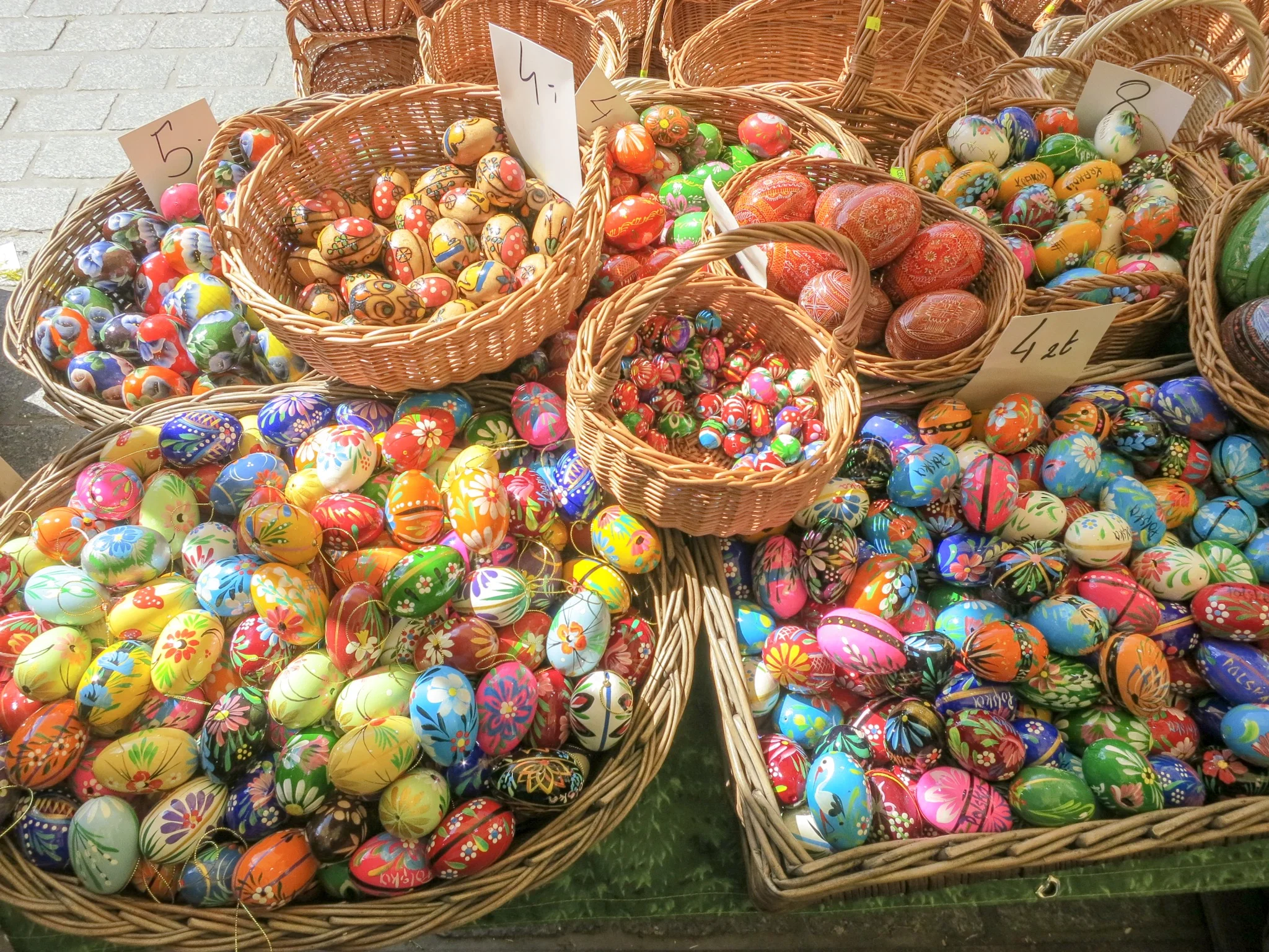 Painted wooden eggs at the Krakow Easter Market