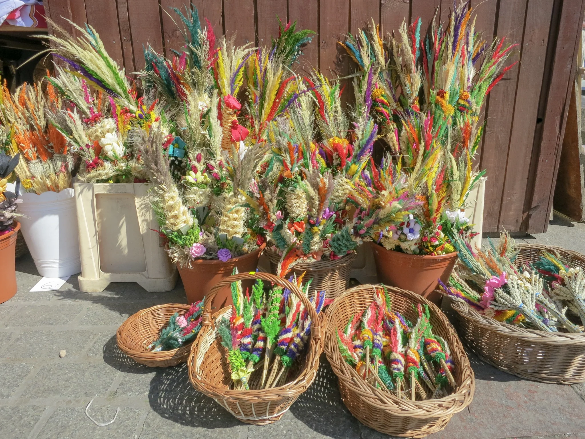 Easter Palms outside a stall in the Krakow Rynek