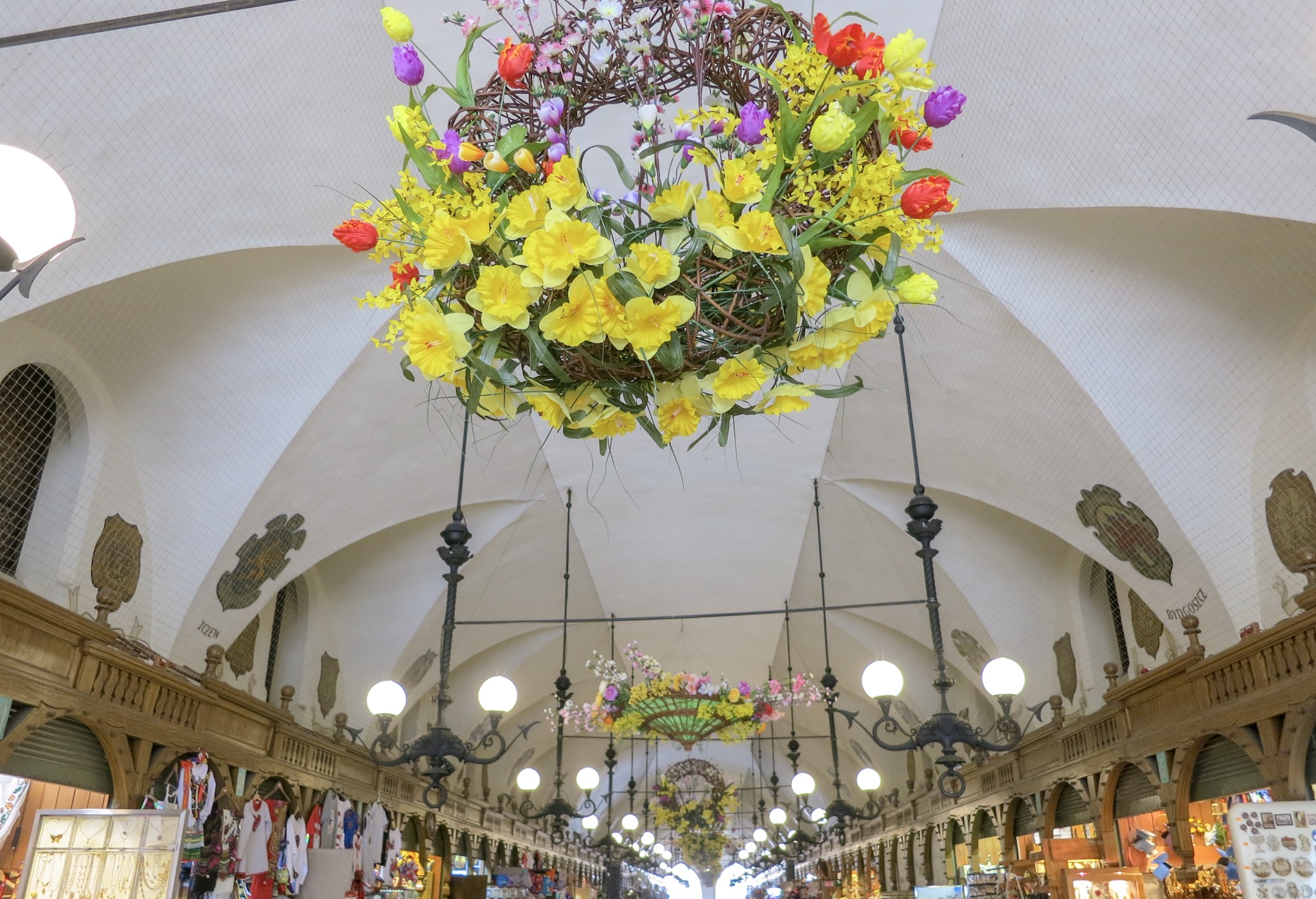 Krakow’s Cloth Hall decorated with wreaths for Easter