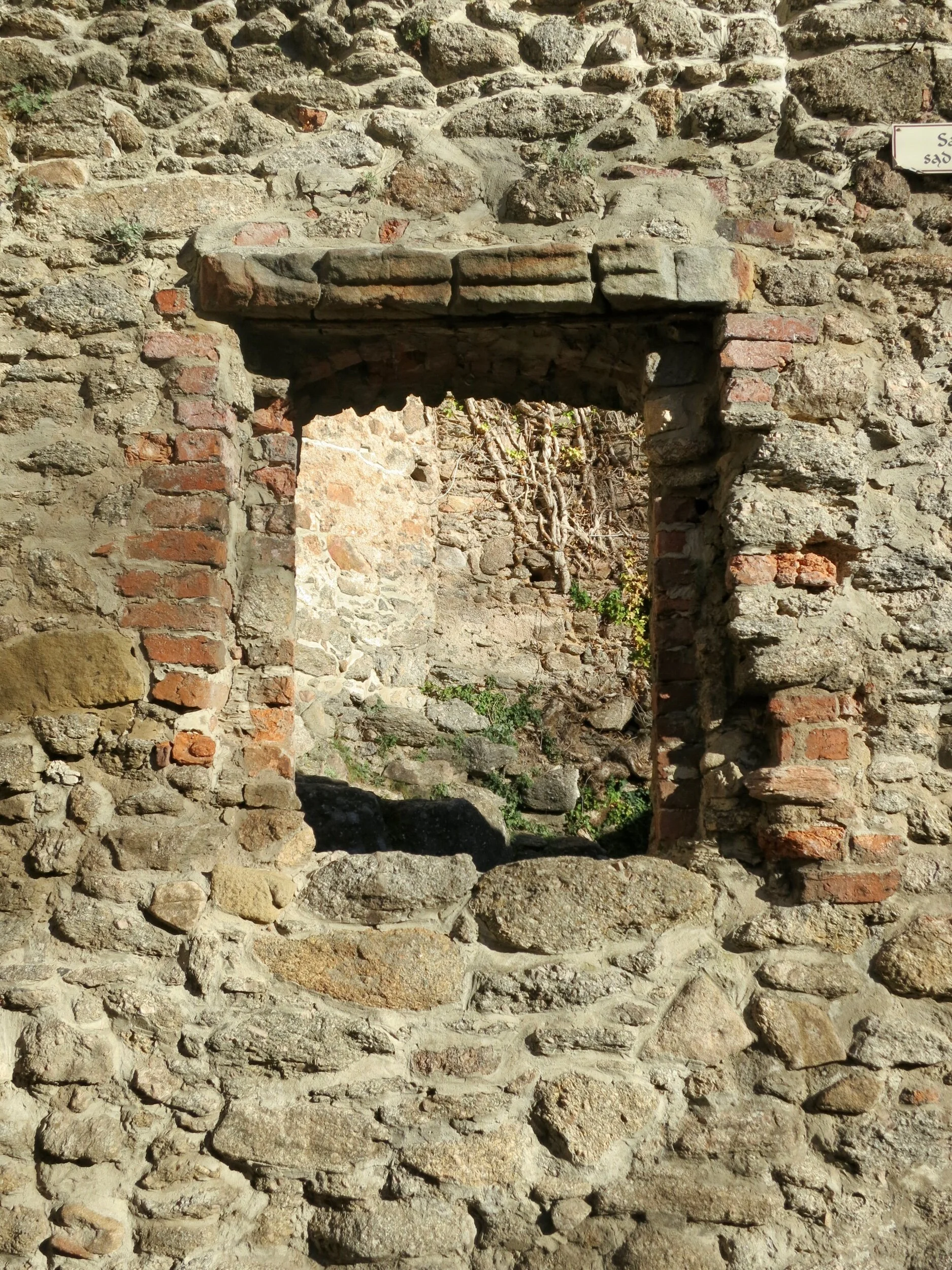 Window opening in the courtyard of Chojnik Castle near Jelenia Góra, Poland