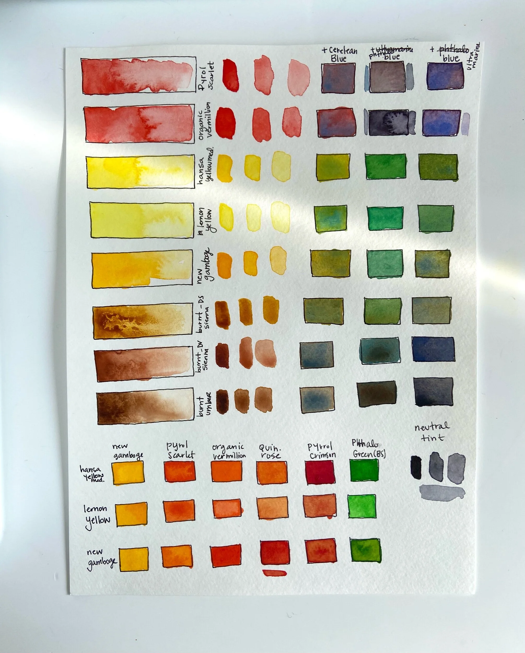 Watercolor paint swatches
