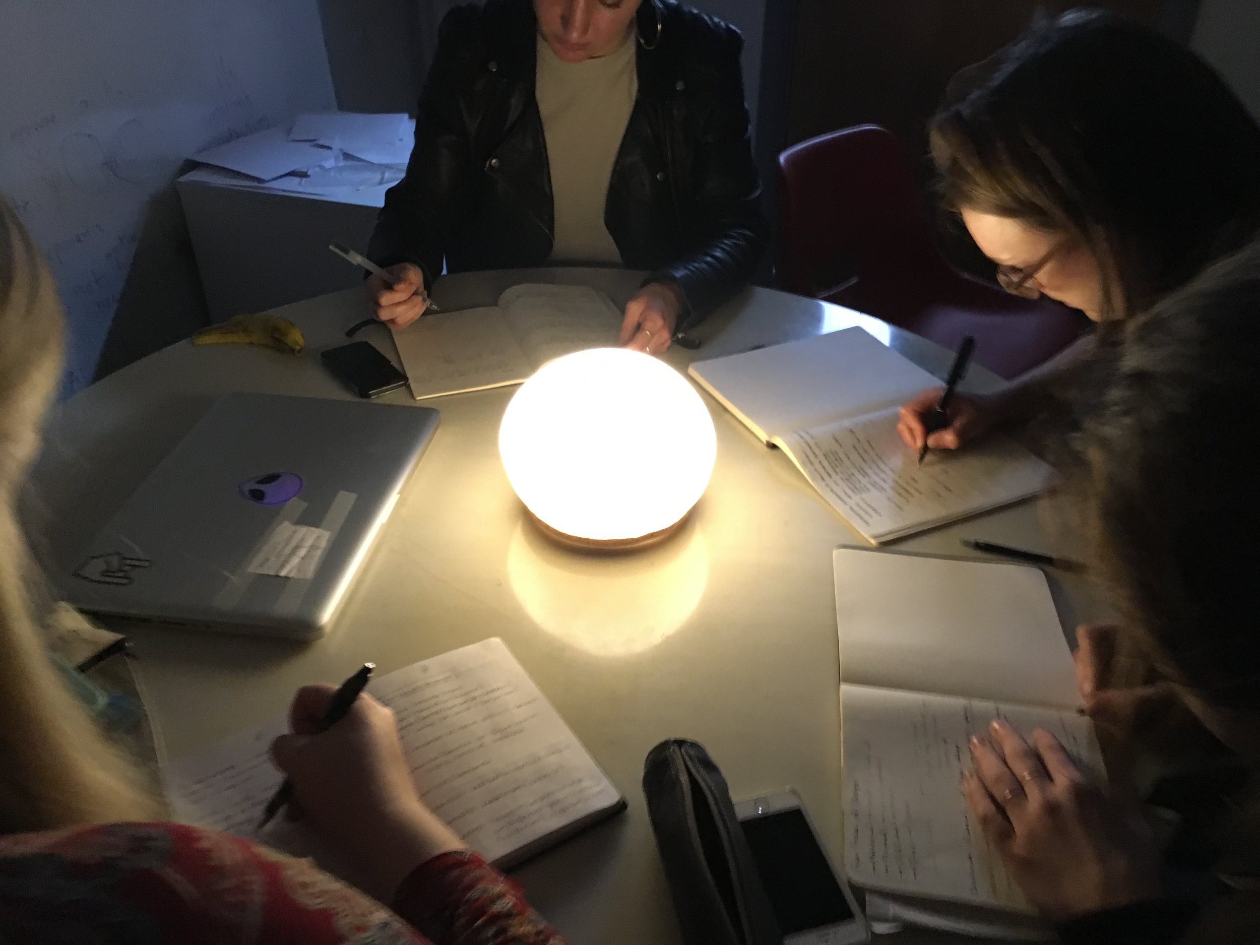 Top orb being used as a study light