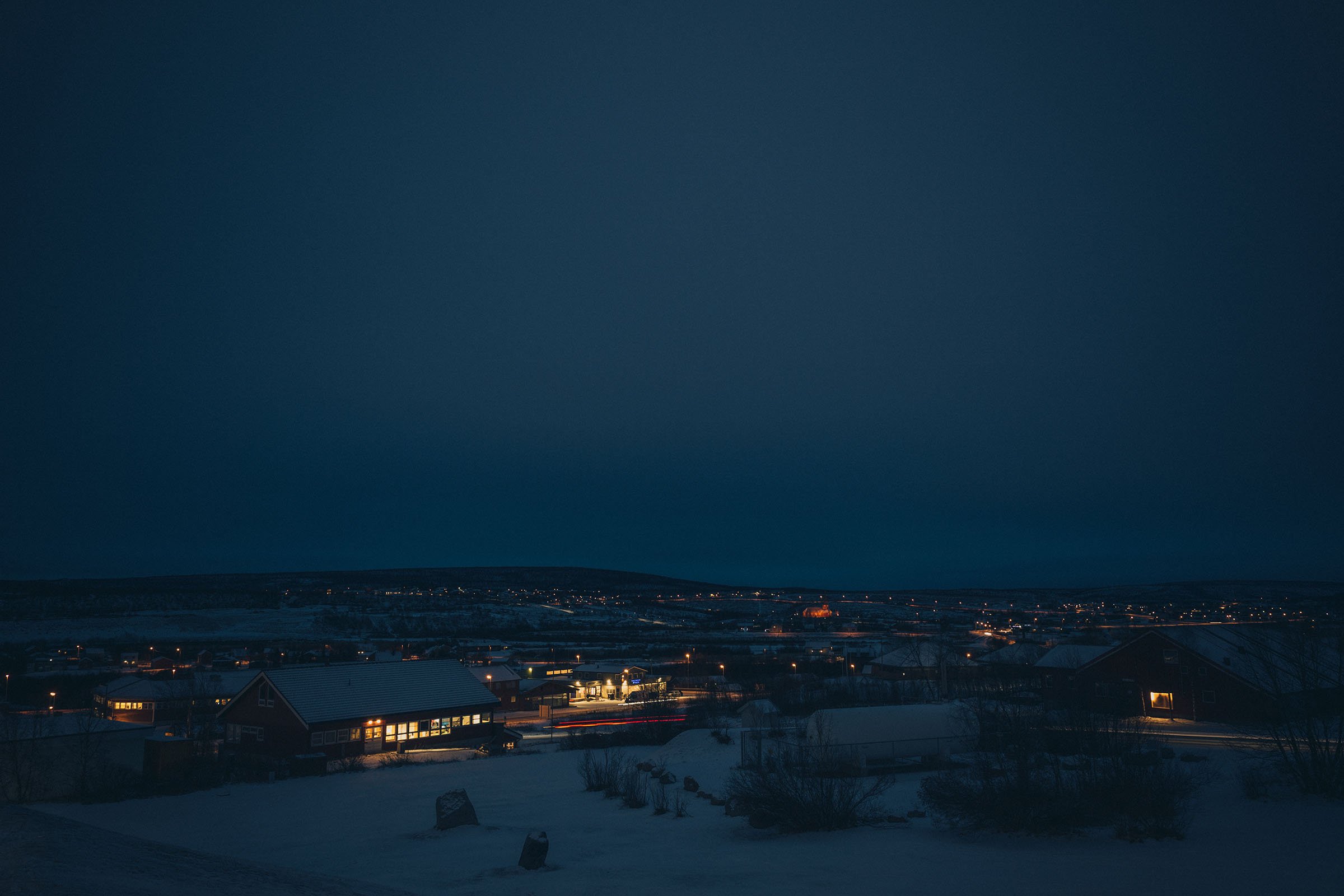  Kautokeino at night. Finmark, Norway. 