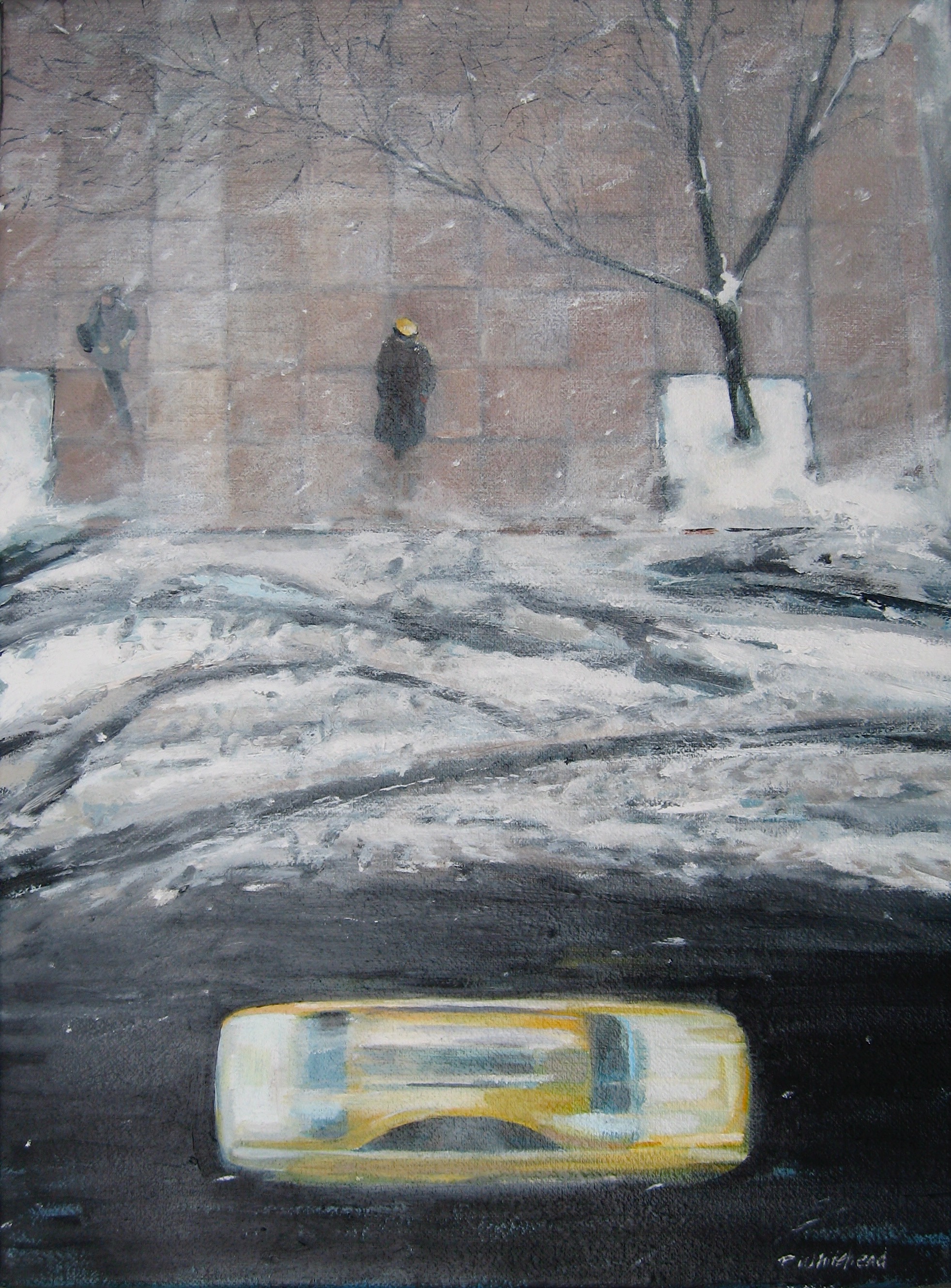 NYC:Winter Taxi, 12 x 16", Oil, (sold)