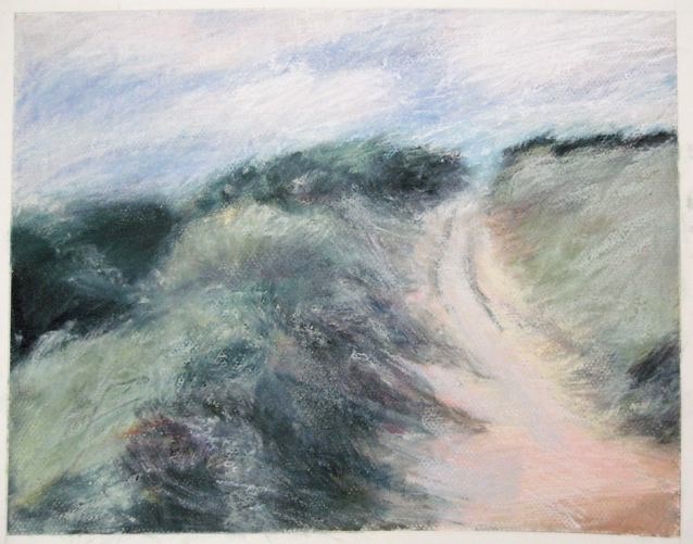 Coastal Path in Wales, 14 x 11", pastel on paper (sold)