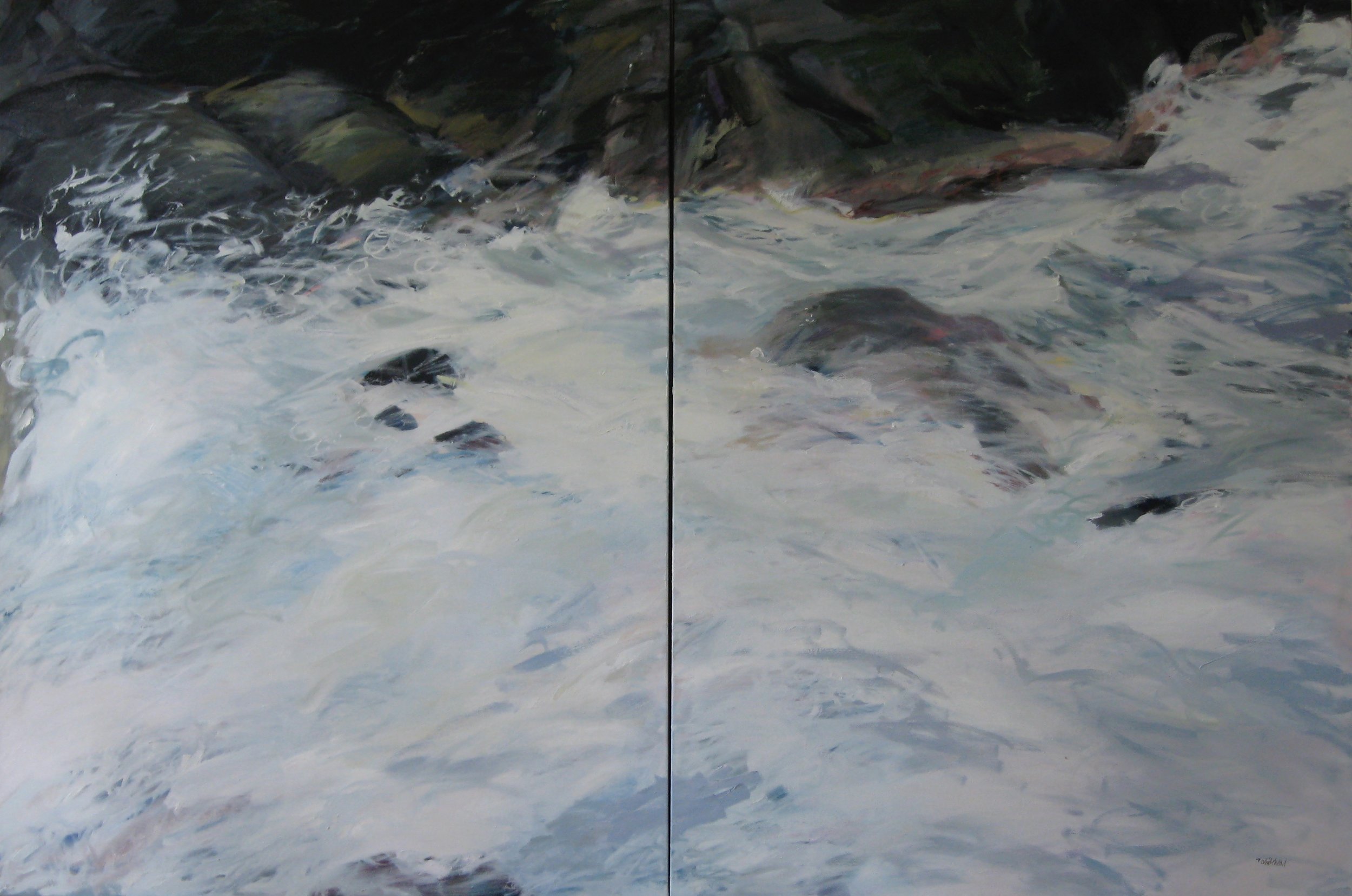 Wave #10 diptych, 60 x 40", Oil