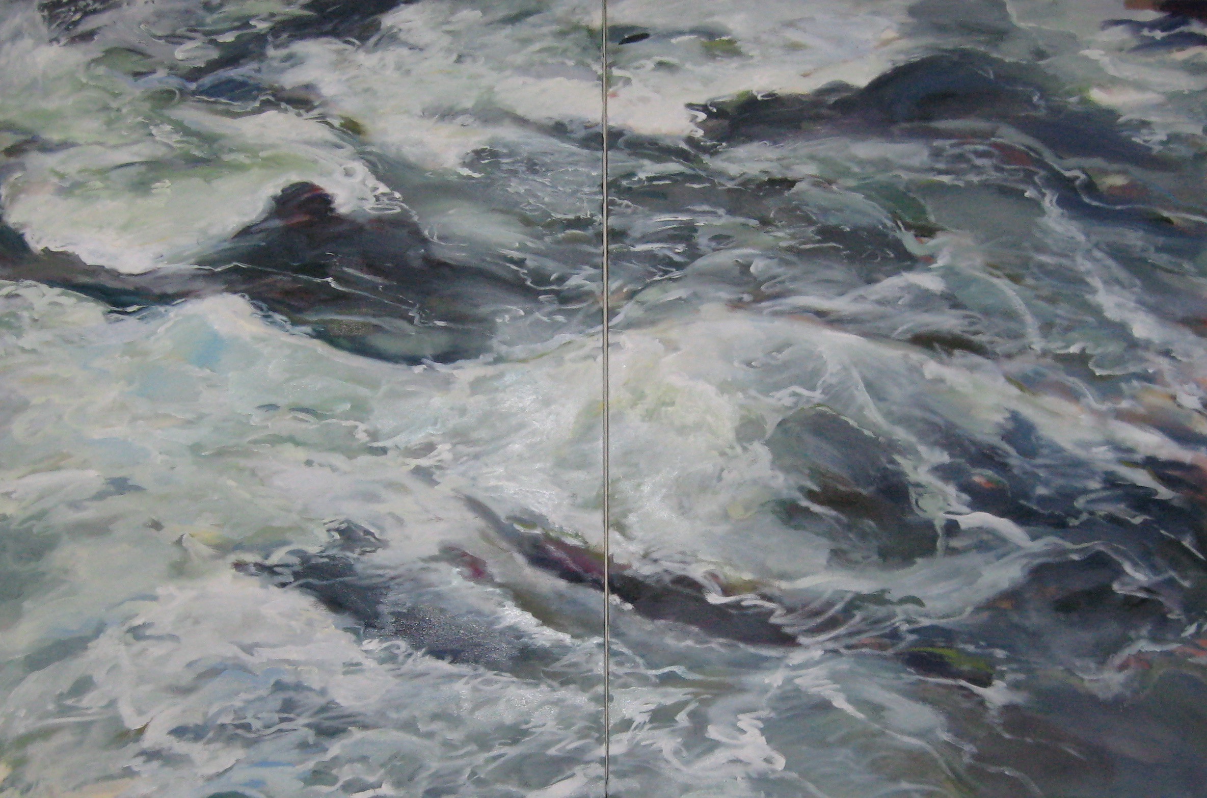 Wave #9, (Westernmost Point in Europe), 60 x 40" diptych, Oil