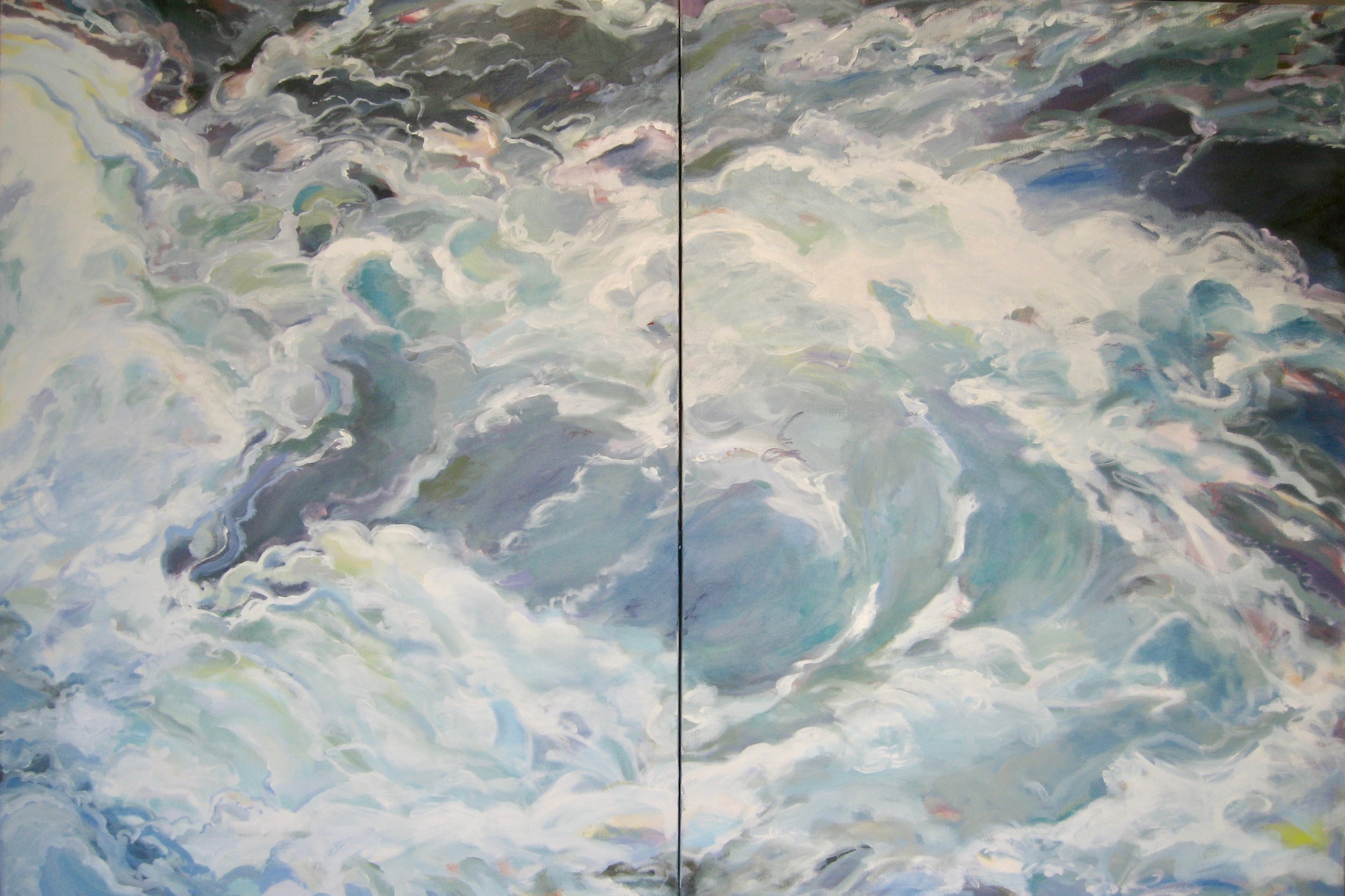 Wave #13, diptych, 60 x 40", Oil (sold)