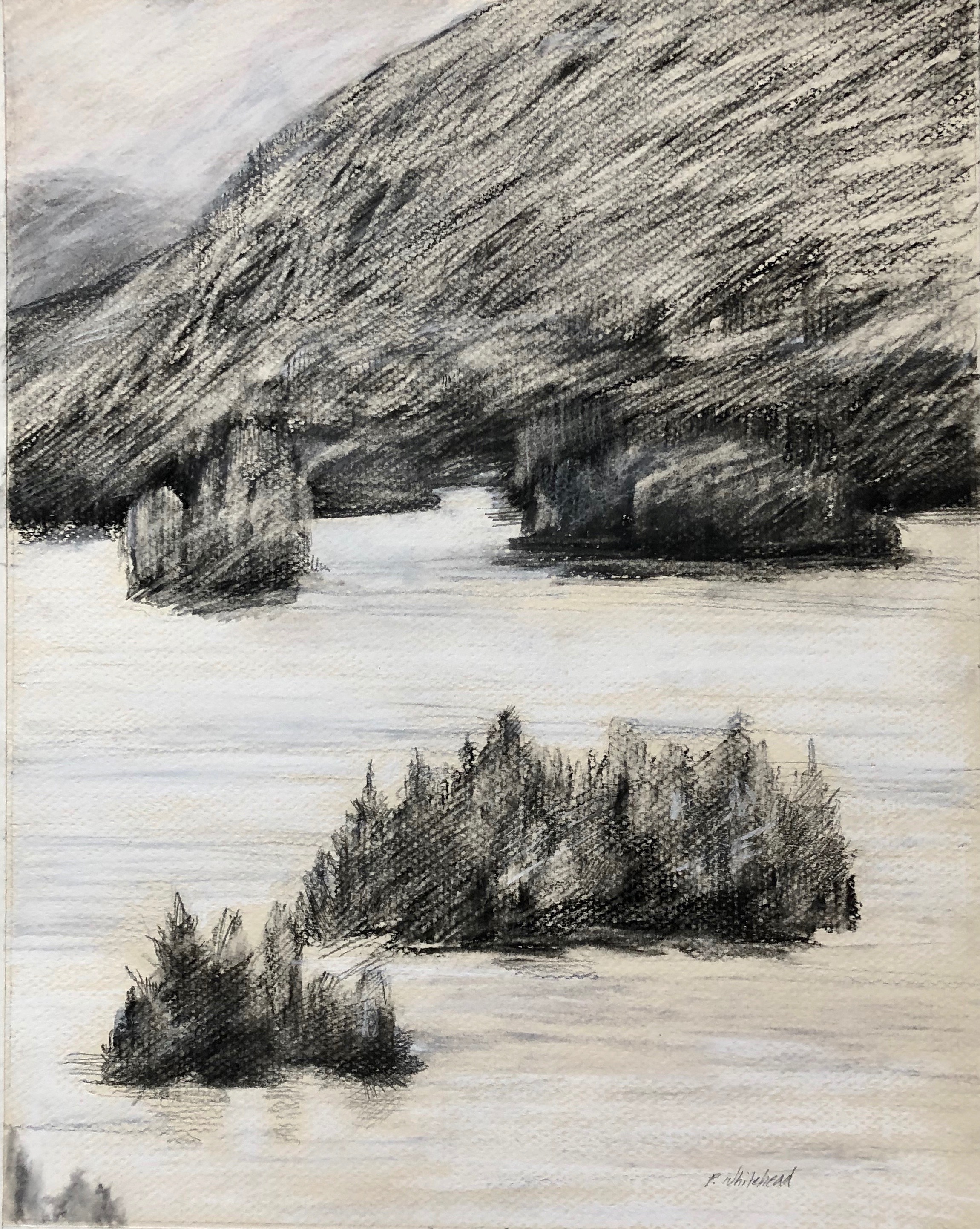 Blue Mountain Lake, 11 x 14", conte, graphite (sold)