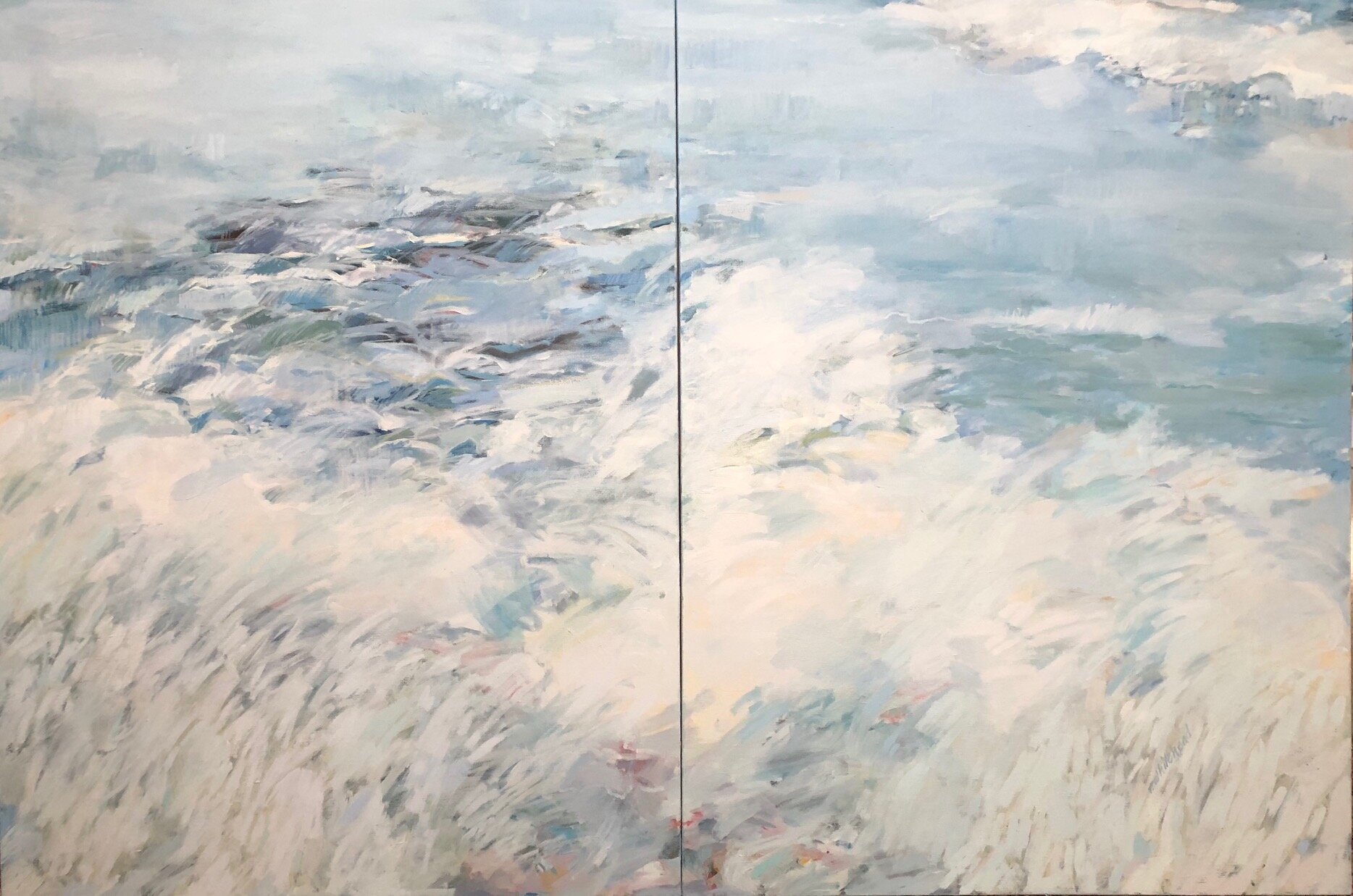 Wave #11, diptych 60" x 40" oil (sold)