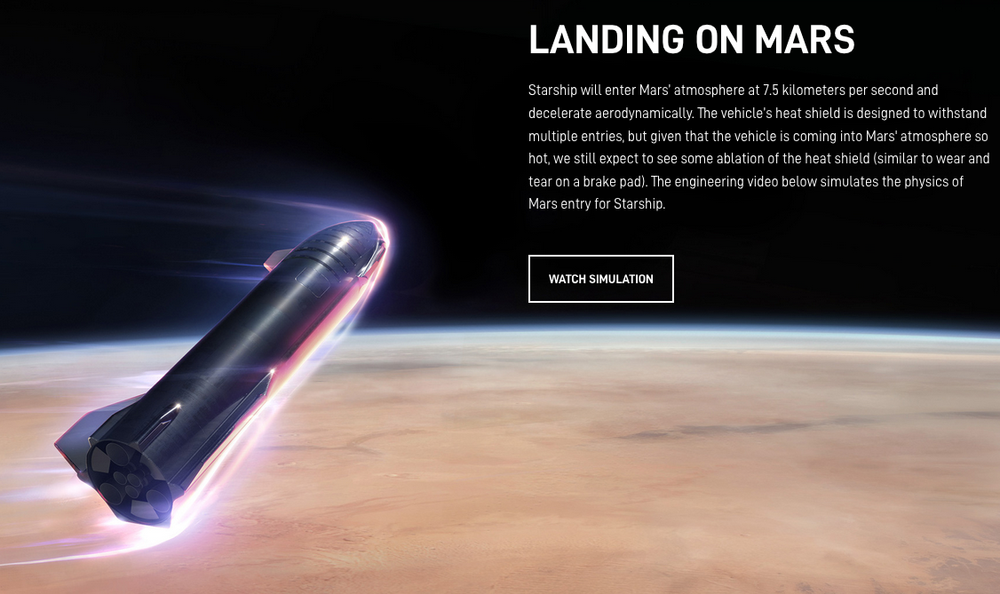 The Starship vehicle information page on SpaceX’s company web site .