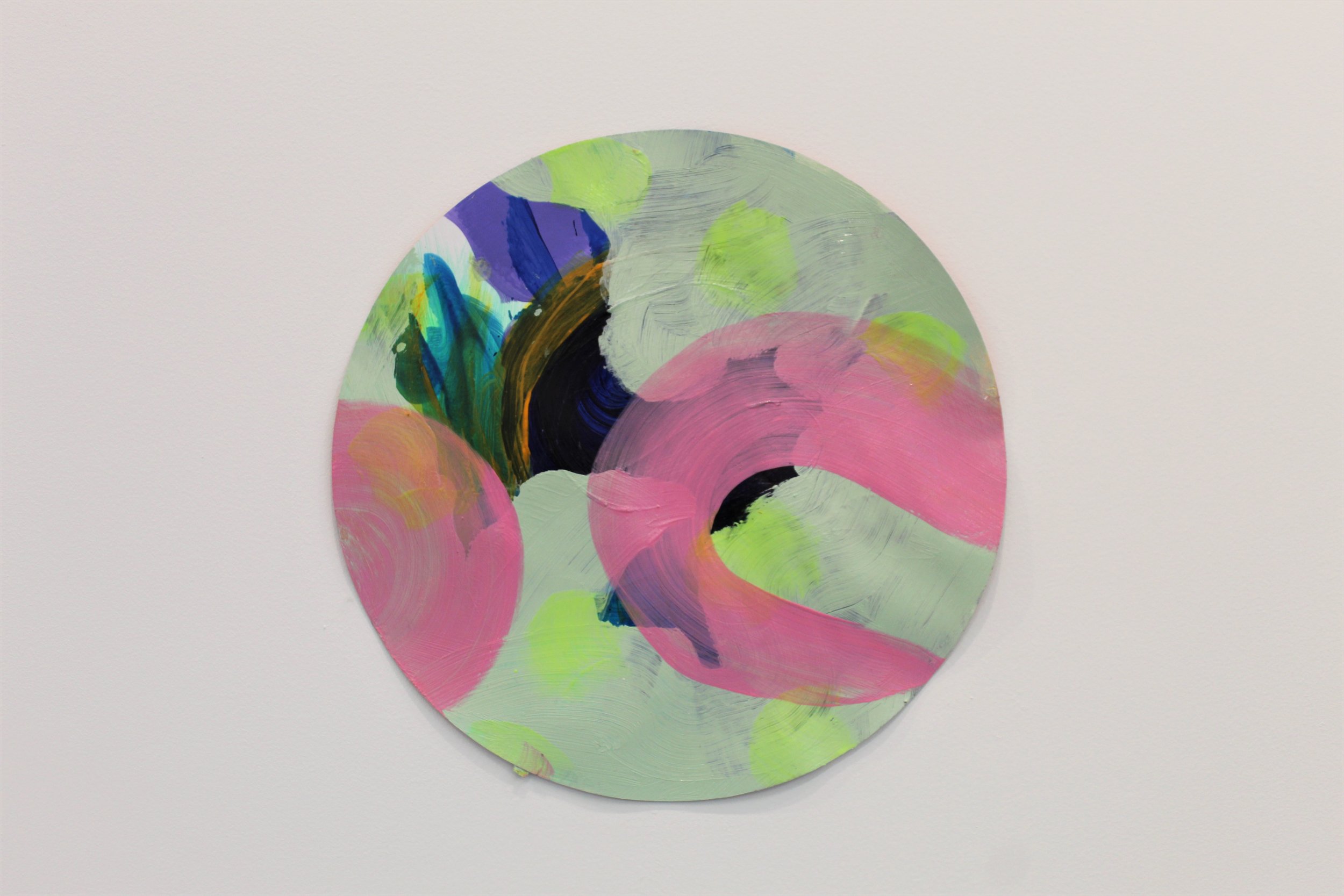 Cicely Carew, No. 8, &nbsp;2021. Mixed media on Yupo. 12" diameter (unframed). 