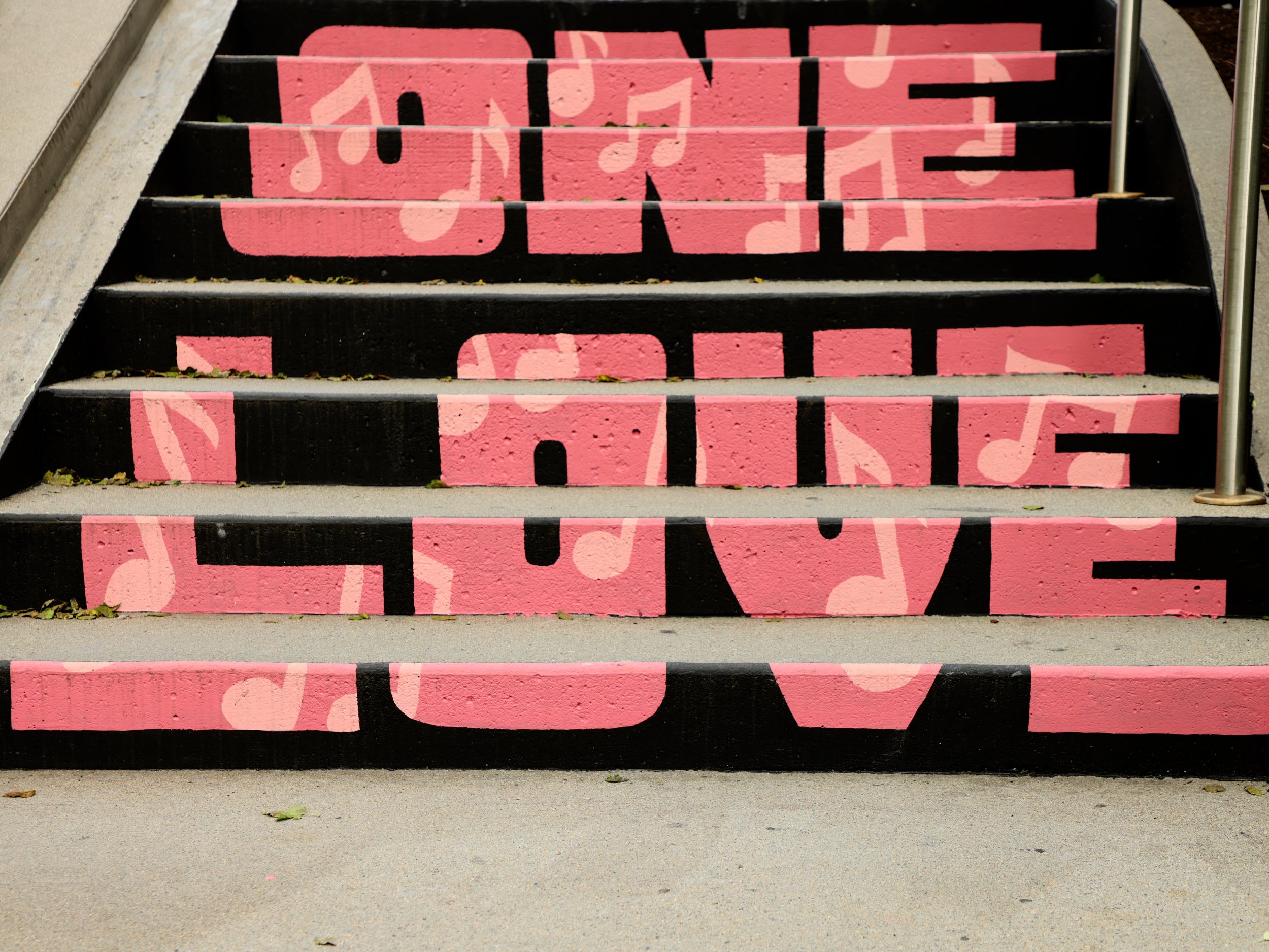  Image crediting: Michael Talbot &amp; Phoebe Warner,  Collective Ascension , 2023. Site-specific mural. Brian P. Murphy Memorial Staircase, Cambridge, MA. Project executed in collaboration with Community Art Center and facilitated by art_works for D