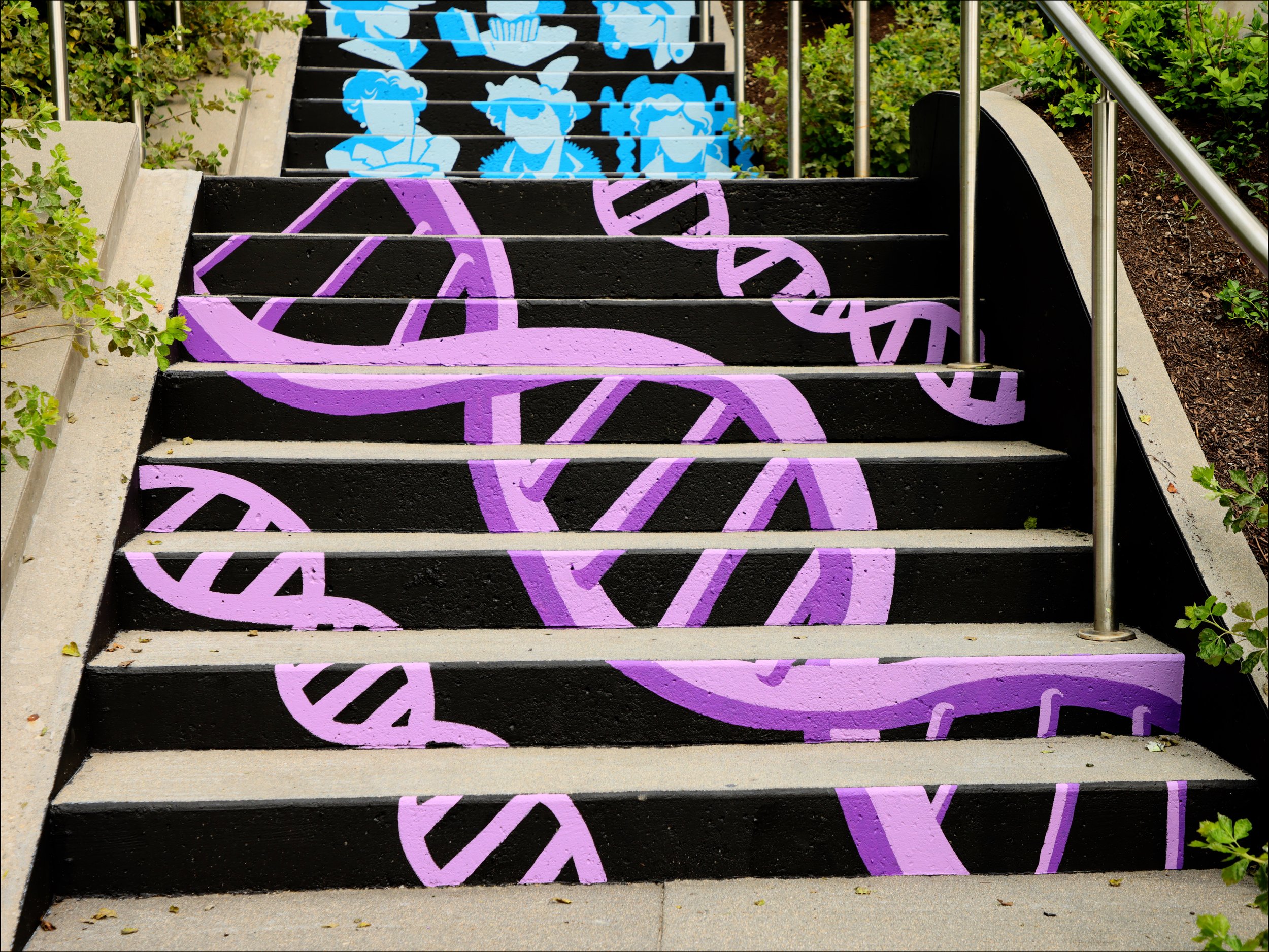  Image crediting: Michael Talbot &amp; Phoebe Warner,  Collective Ascension , 2023. Site-specific mural. Brian P. Murphy Memorial Staircase, Cambridge, MA. Project executed in collaboration with Community Art Center and facilitated by art_works for D