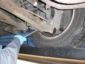 Required alignment adjustments are made to rear wheels