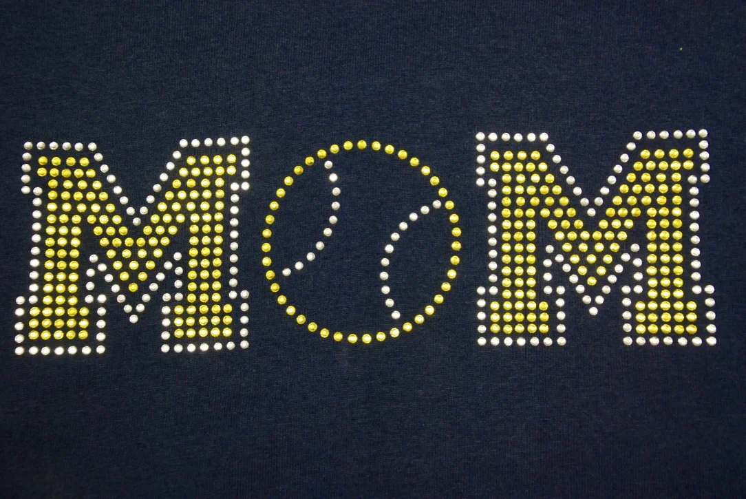 Baseball/Softball Mom in citrine & clear crystal rhinestones