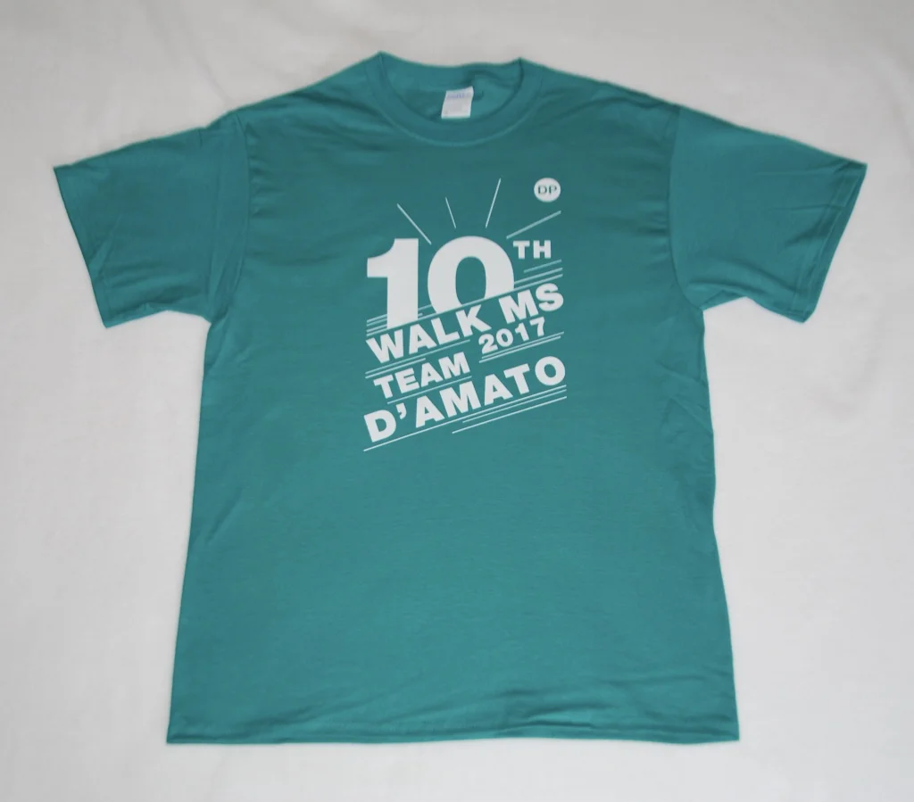 Team D'Amato Walk MS 10th Anniversary T-Shirts.