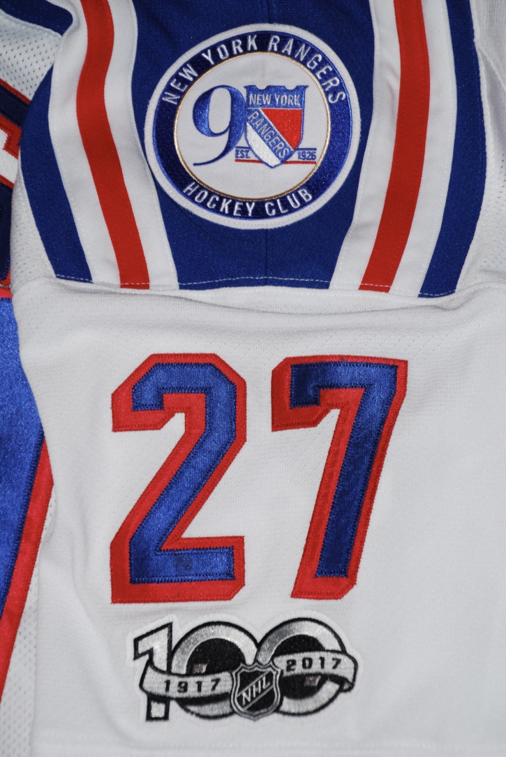 NY Rangers - McDonagh 27 w/Rangers 90th and NHL 100th Anniversary patches.