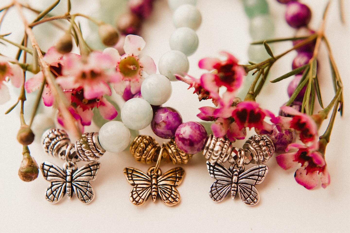 Shop this site exclusive! 🦋 Our butterfly charm, representing soul energy, change and life ✨
&bull;
&bull;
&bull;
&bull;
&bull;
&bull;
&bull;
&bull;
&bull;
&bull; #giftsformom #mothersdaygift #charmbracelets #butterfly #semipreciousjewelry #bohostyl