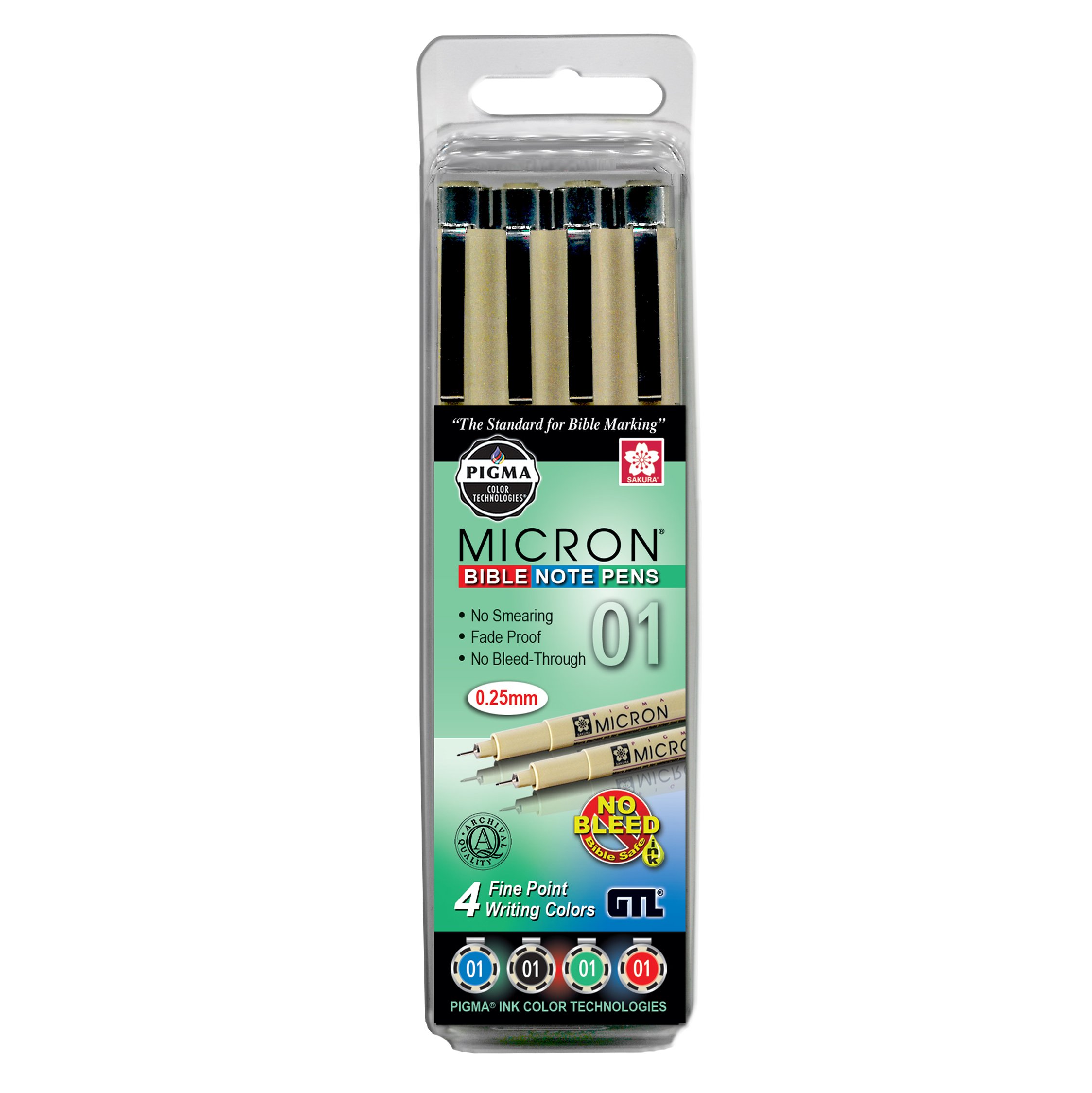 Sakura Pigma Micron Ink Pens Set of 6 Colors 005 0.20mm Great for Coloring,  Bible Study Pens, Inductive Bible Study 