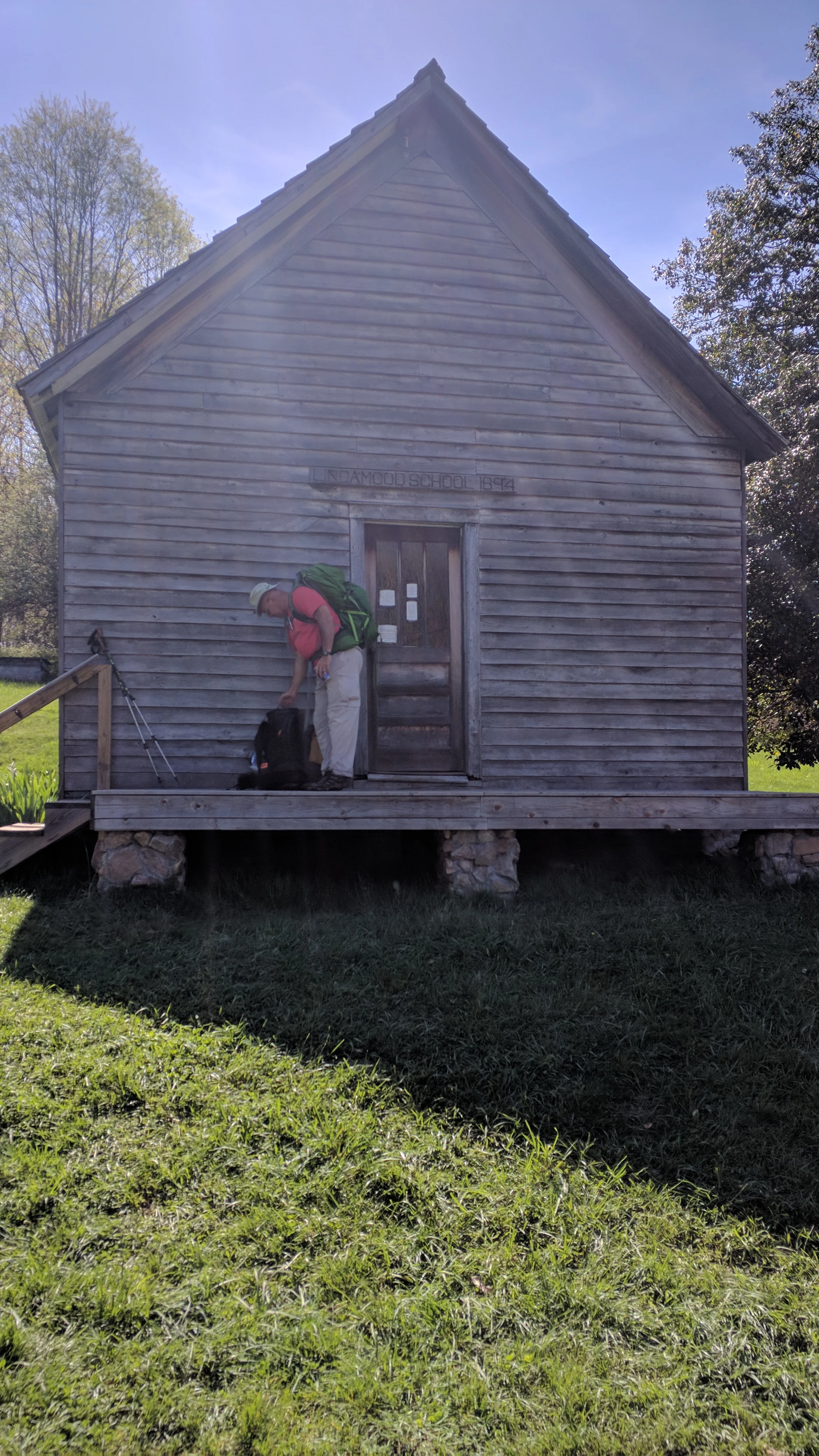 Historic School House. No idea who this joker is or why he thought he could just grab my bag, but he insisted it weighted 10lbs more than it does. Pretty sure I know how much my pack weighs bro. 