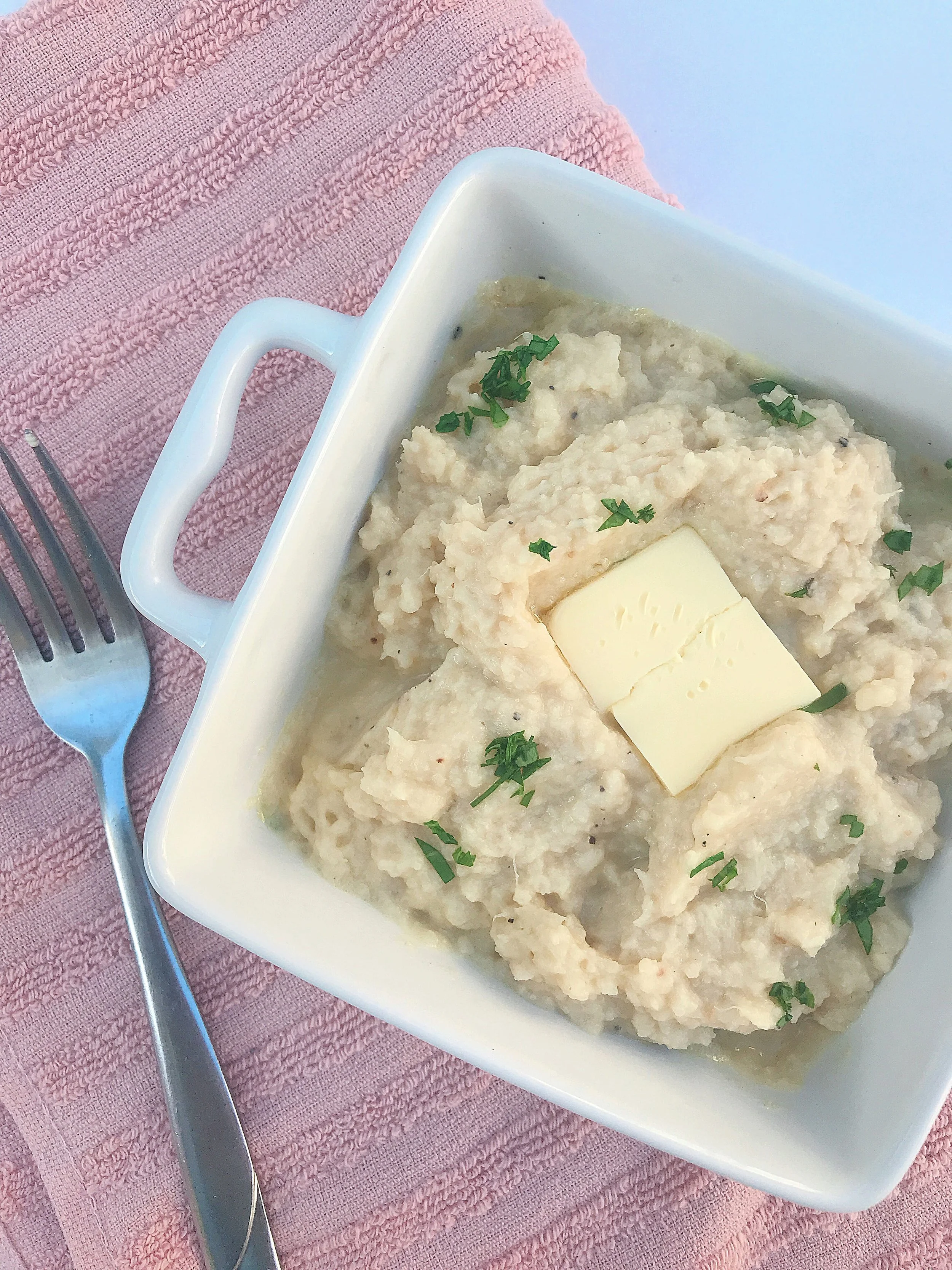Keto Garlic Cauliflower Mashed Potatoes -Crockpot or Instant Pot Recipe