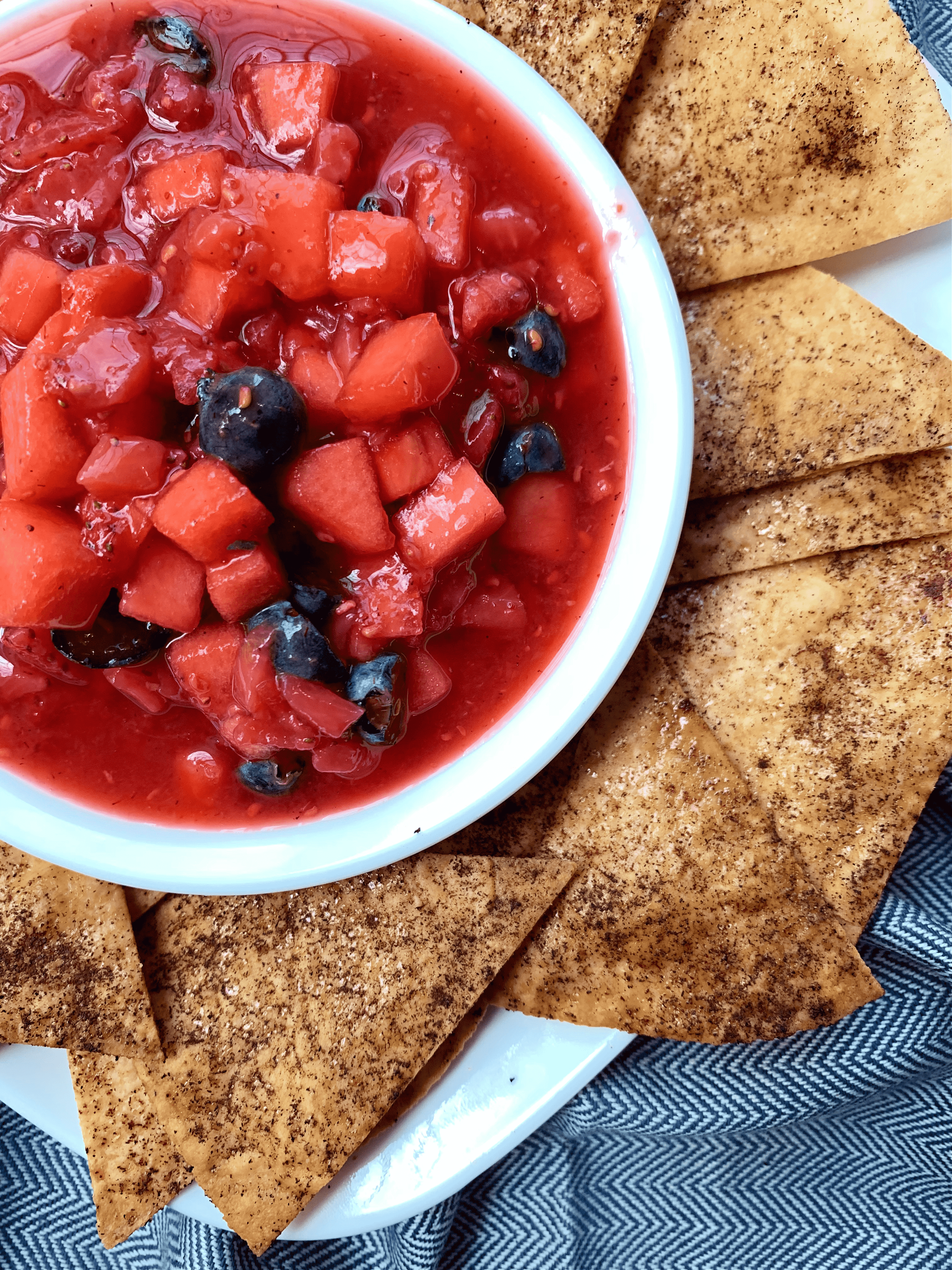 Healthy Fruit Salsa With Easy Homemade Cinnamon Chips (No added sugar)