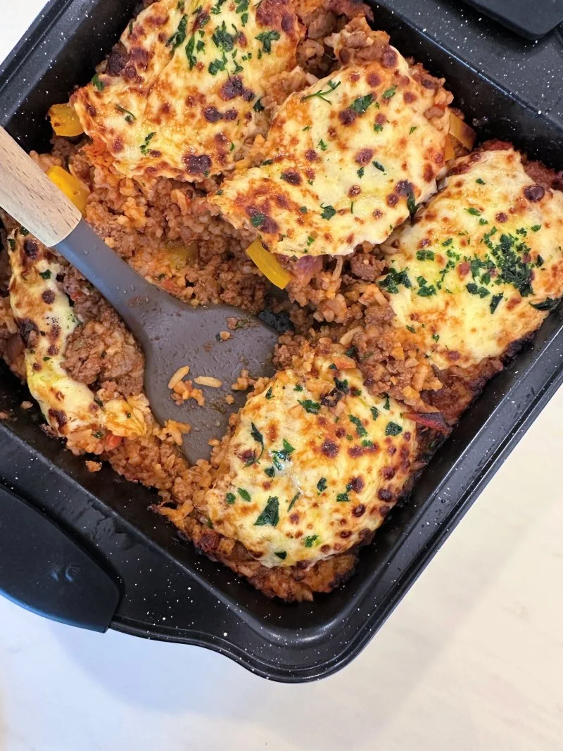 High Protein Unstuffed Pepper Skillet with Rice (Easy 20 Minute Dinner)