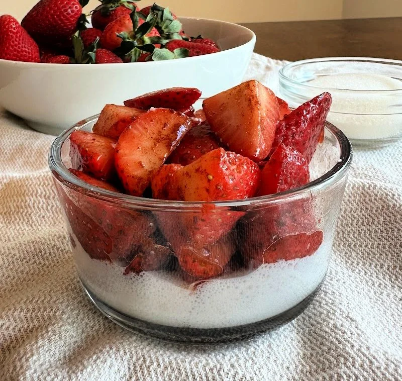 Air Fryer Cinnamon Strawberries (Healthy 3 Ingredient Dessert, Ready in 5 Minutes)