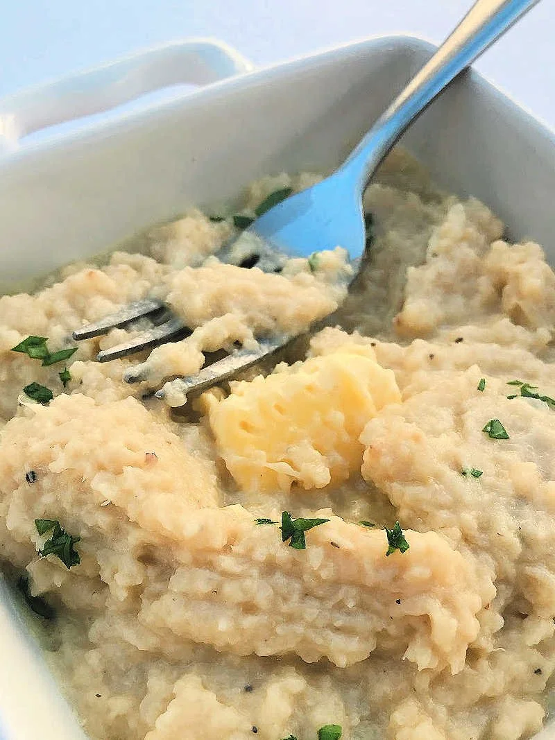 Garlic Mashed Cauliflower — Crockpot or Instant Pot, 3.9g Net Carbs