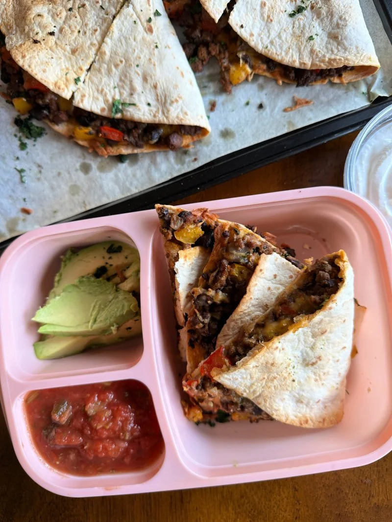 These low carb sheet pan quesadillas are packed with protein and perfect for meal prep. An easy high protein lunch ready in under 30 minutes.