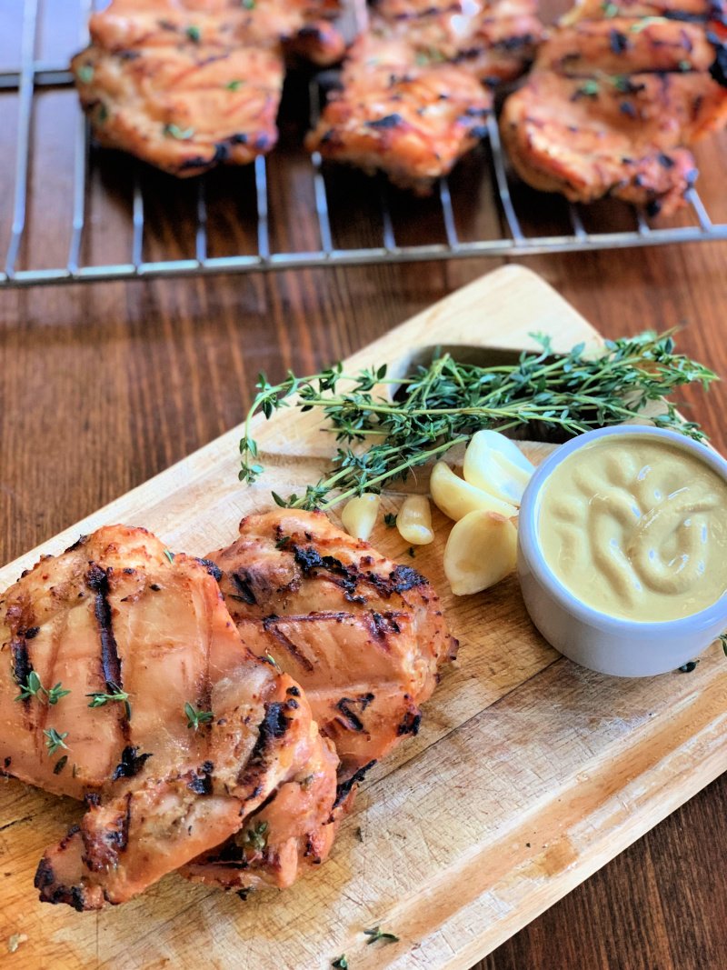 Low carb maple dijon chicken thighs made with a sugar-free marinade. This high protein recipe is perfect for grilling, meal prep, and easy dinners.