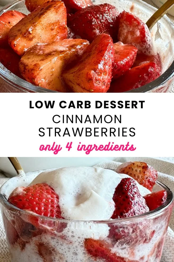 Air fryer cinnamon strawberries warm and caramelized