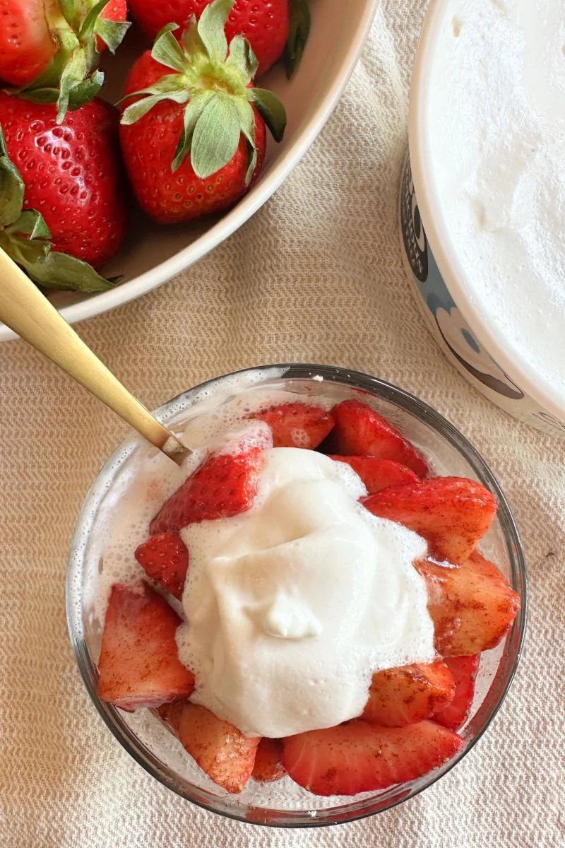 These air fryer cinnamon strawberries are warm, juicy, and caramelized in just 5 minutes with 3 ingredients