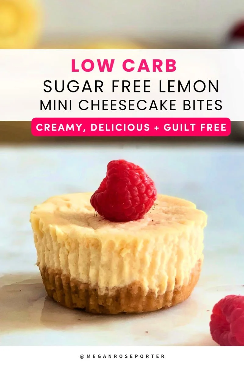 Sugar-free lemon cheesecake bites with almond flour crust on a white plate