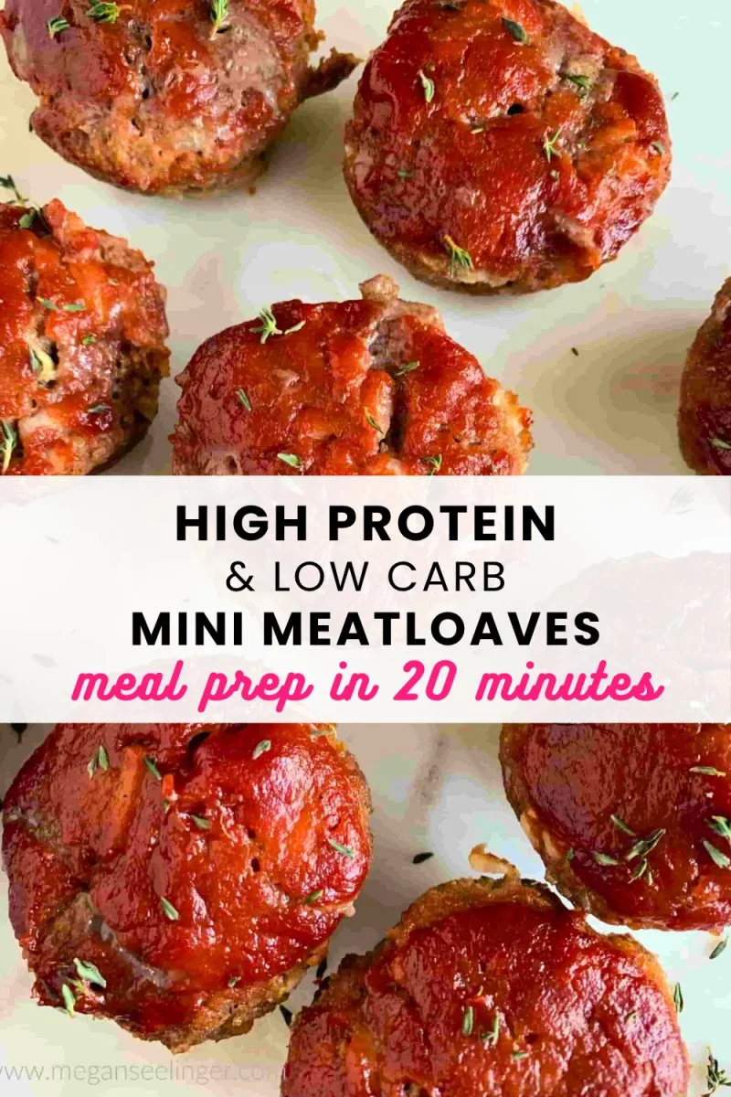 Low-carb mini meatloaves topped with ketchup