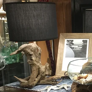 LAMPS Table and floor lamps Classic or contemporary Hanging Industrial-style lamps with Edison bulbs Locally-made nautical artisan table lamps with driftwood base visit our Lamps page.